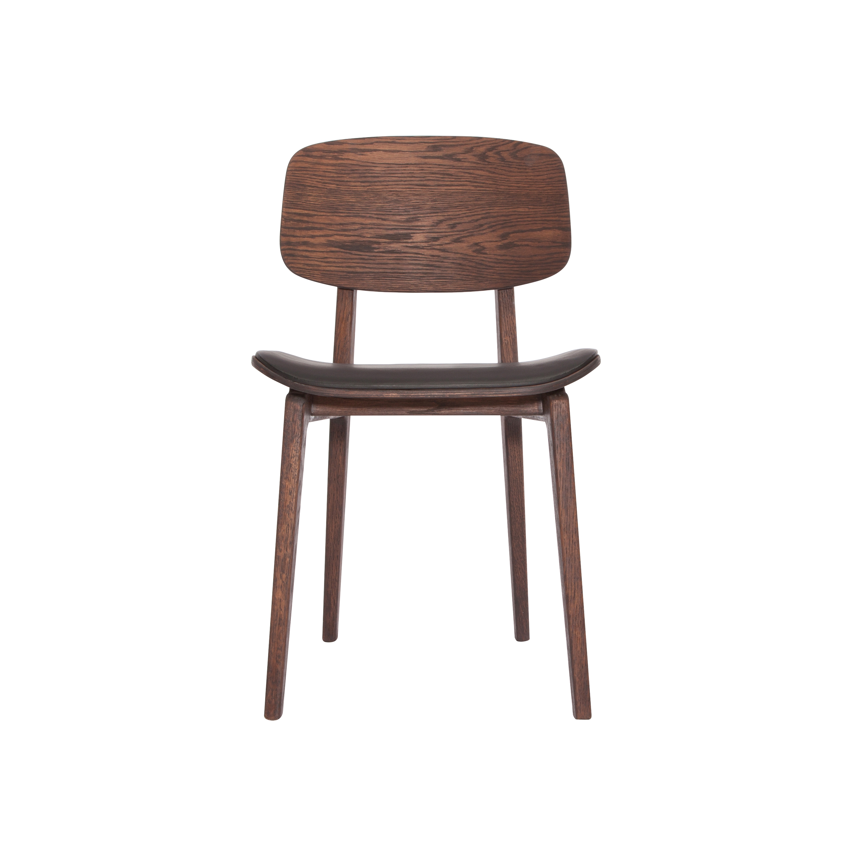 NY11 Dining Chair, Dark Stained - Premium Leather Black