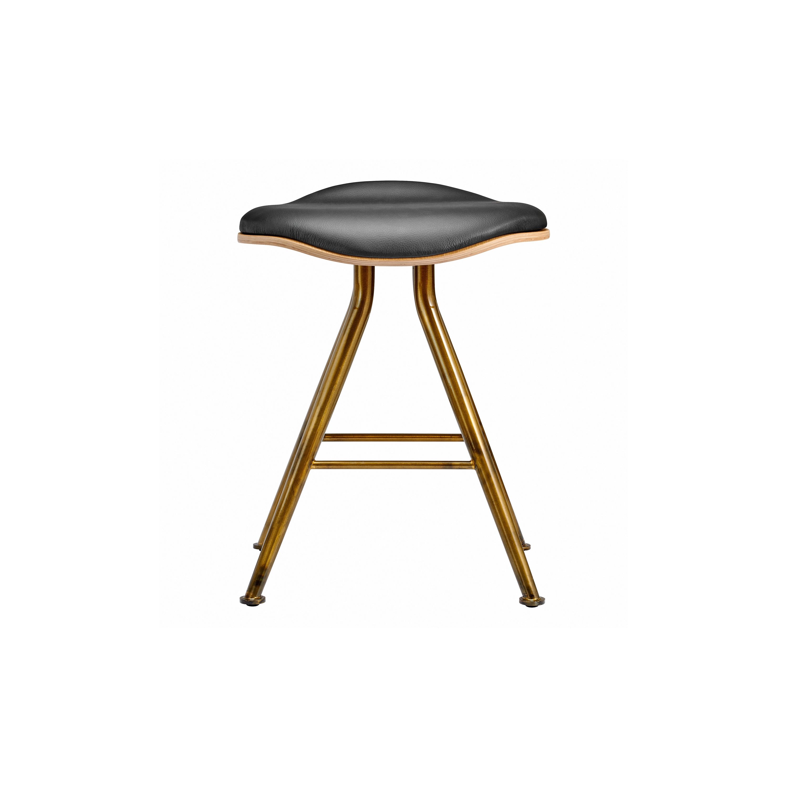 Produkt Barfly Bar Stool, Brass Frame - Natural Seat / Premium Leather Black des Herstellers NORR11 anzeigen