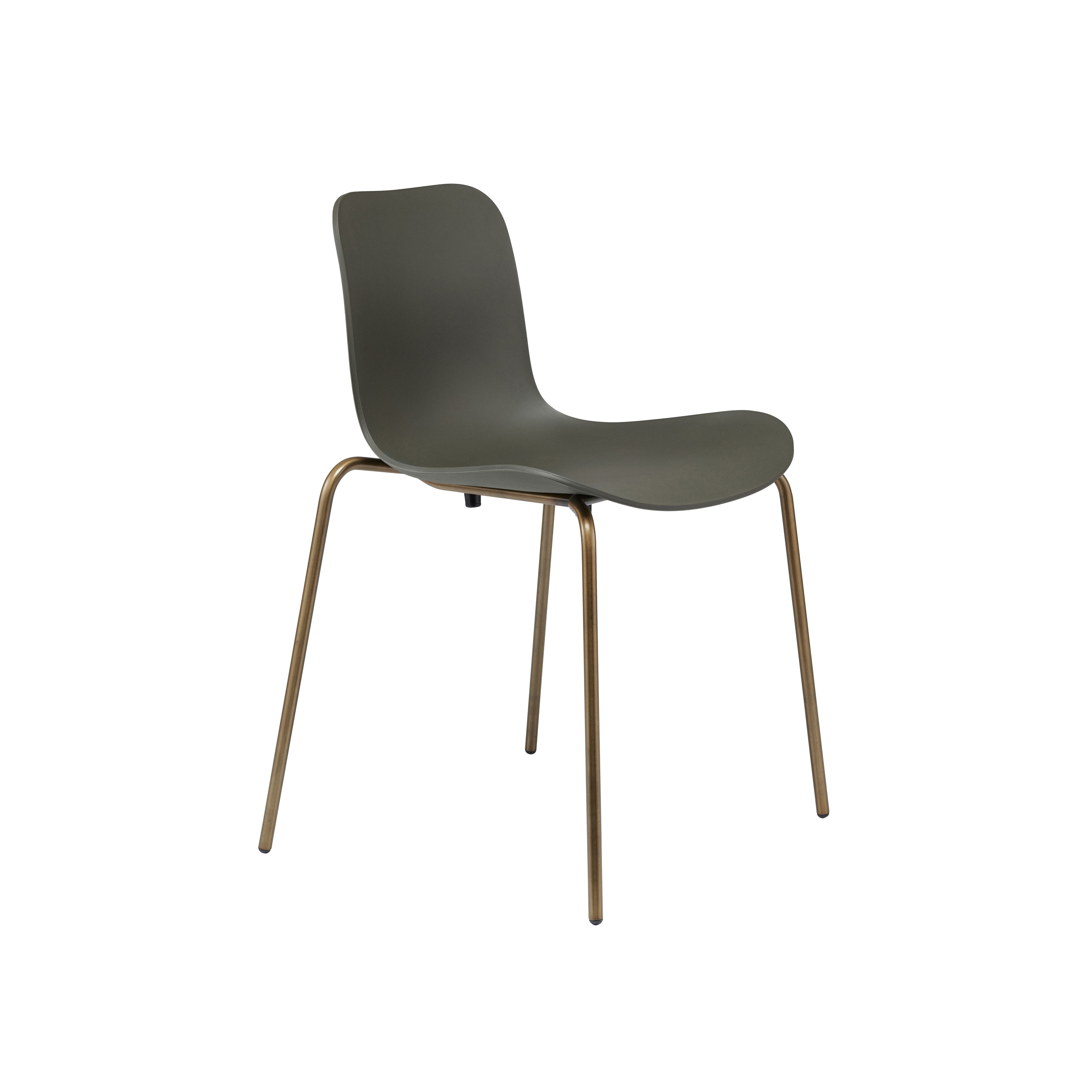 Langue Stack Dining Chair, Brass / Army Green