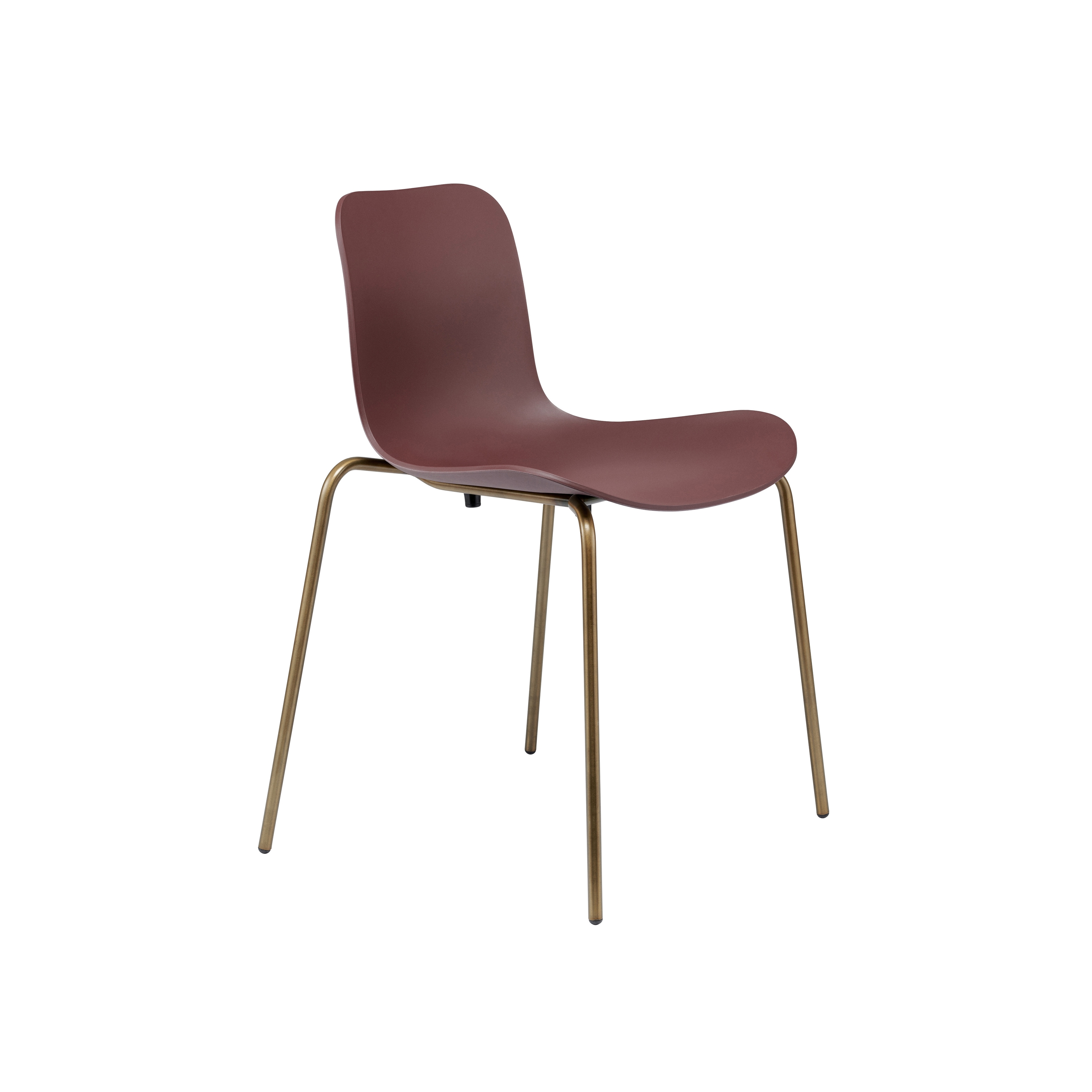 Langue Stack Dining Chair, Brass / Burgundy