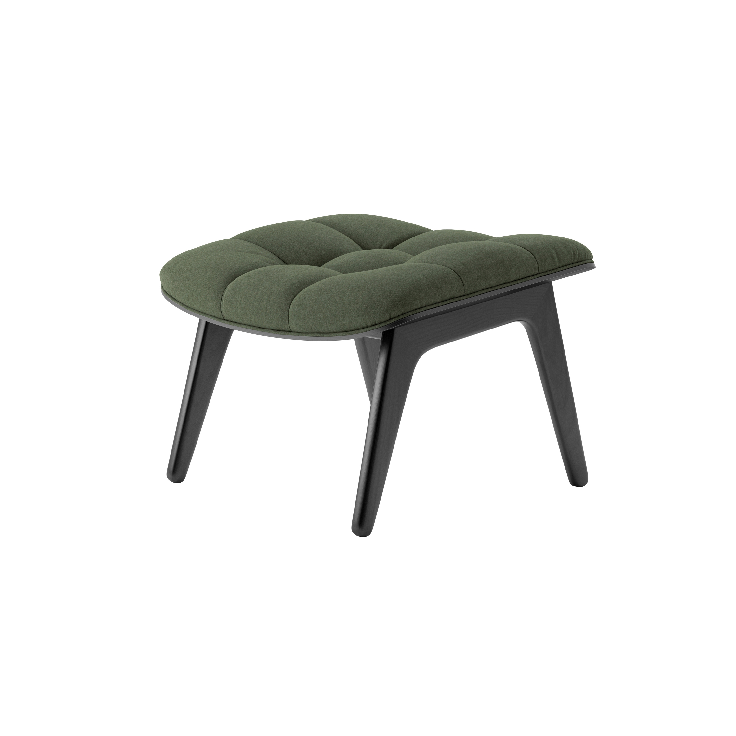 Mammoth Ottoman, Black / Wool: Forest Green