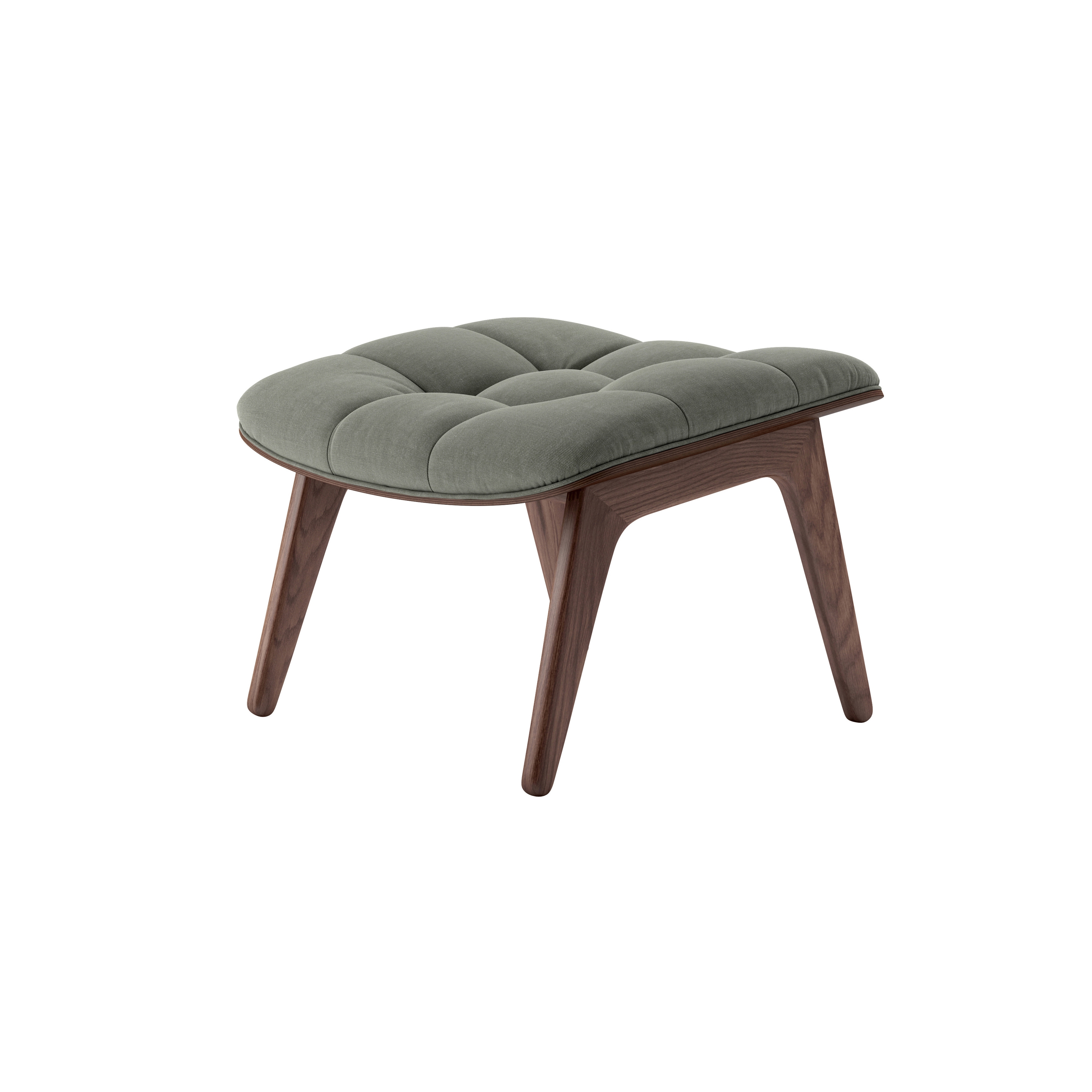 Mammoth Ottoman, Dark Stained  / Canvas Washed Green