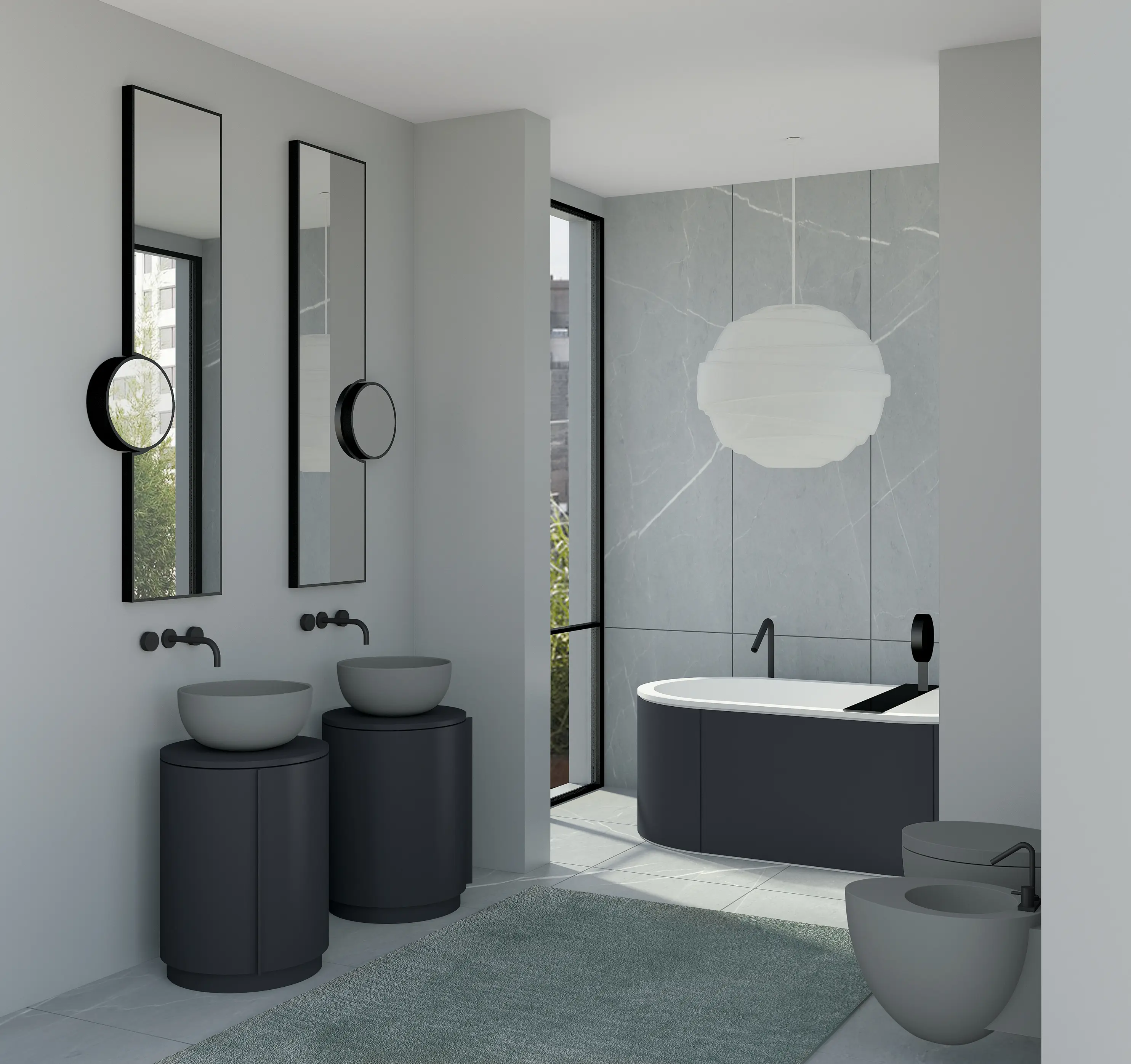Ceramica Cielo - Arcadia Pan mirror with LED light and side container