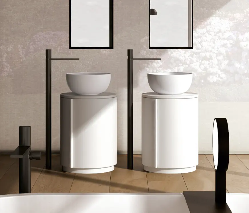 Ceramica Cielo - Arcadia Pan mirror with LED light and side container