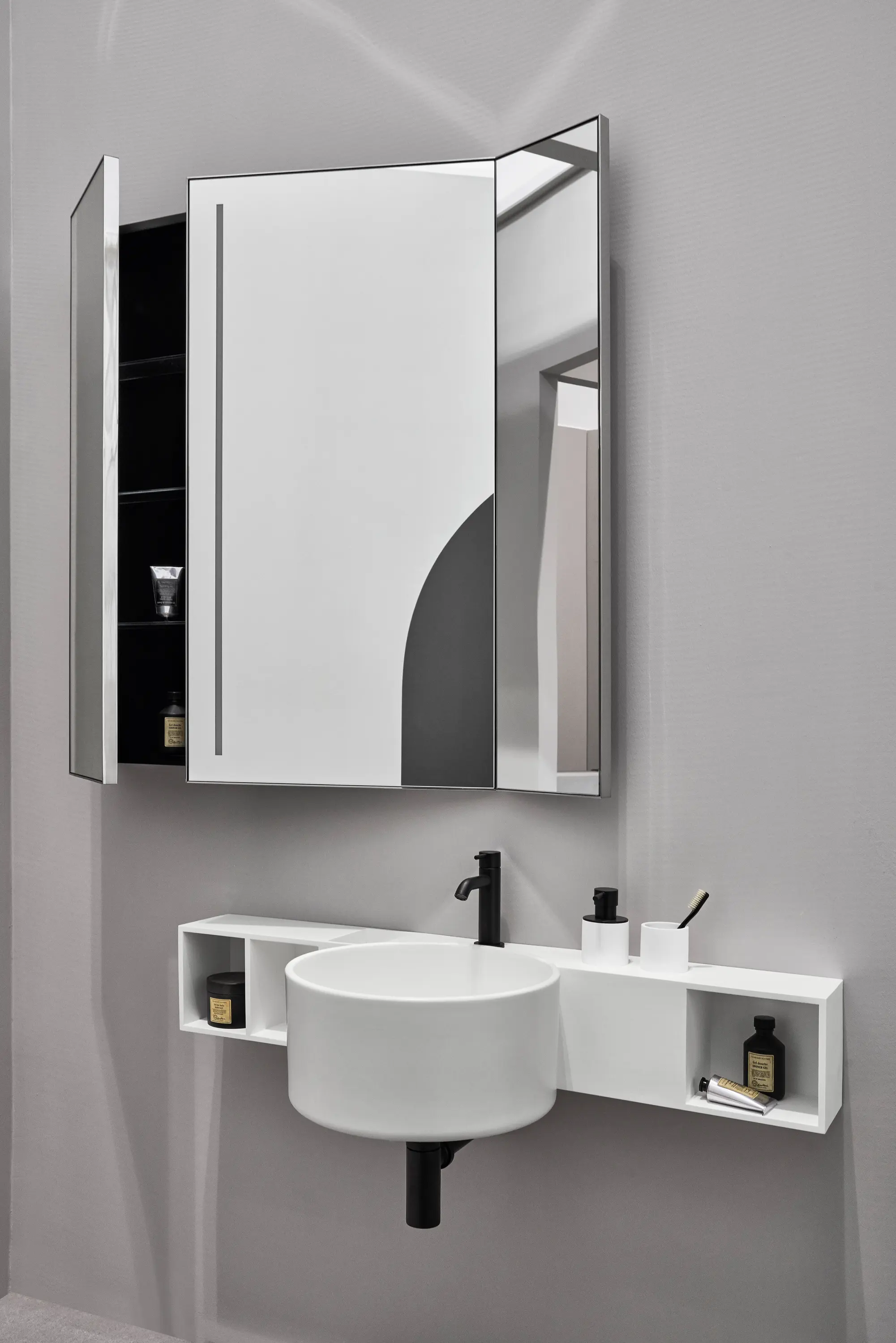 Ceramica Cielo - Arcadia Pan mirror with LED light and side container