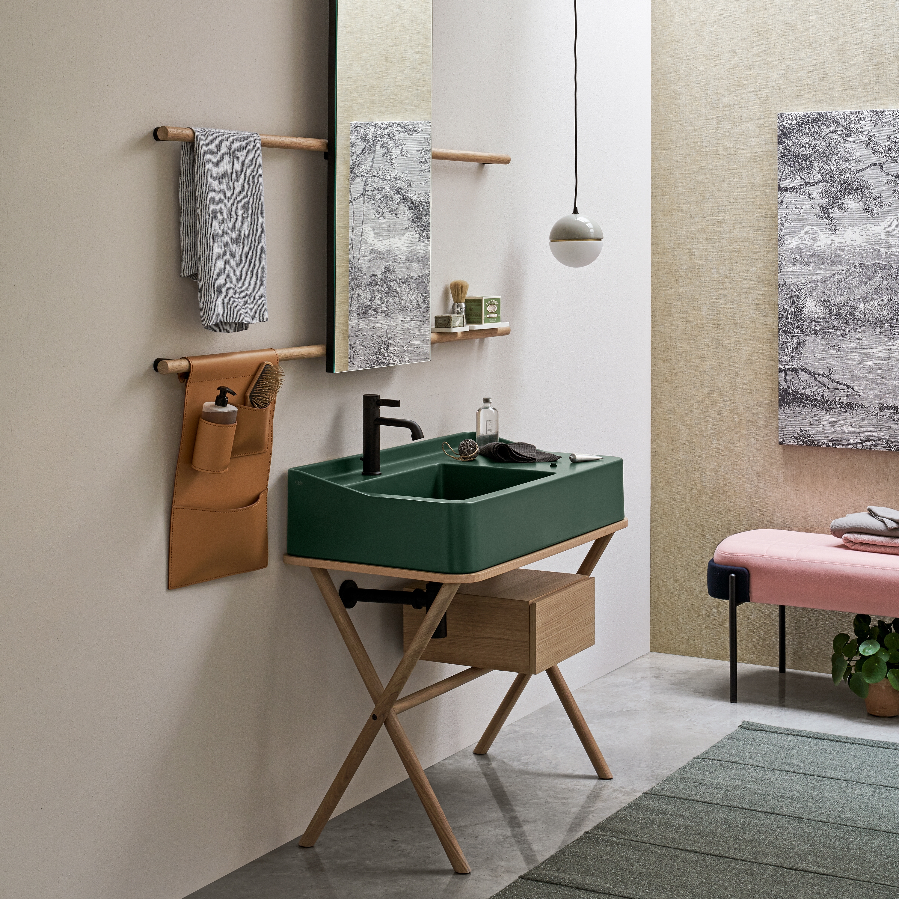 Mostra il prodotto Siwa lavabo su struttura | specchio rettangolare del produttore Ceramica Cielo