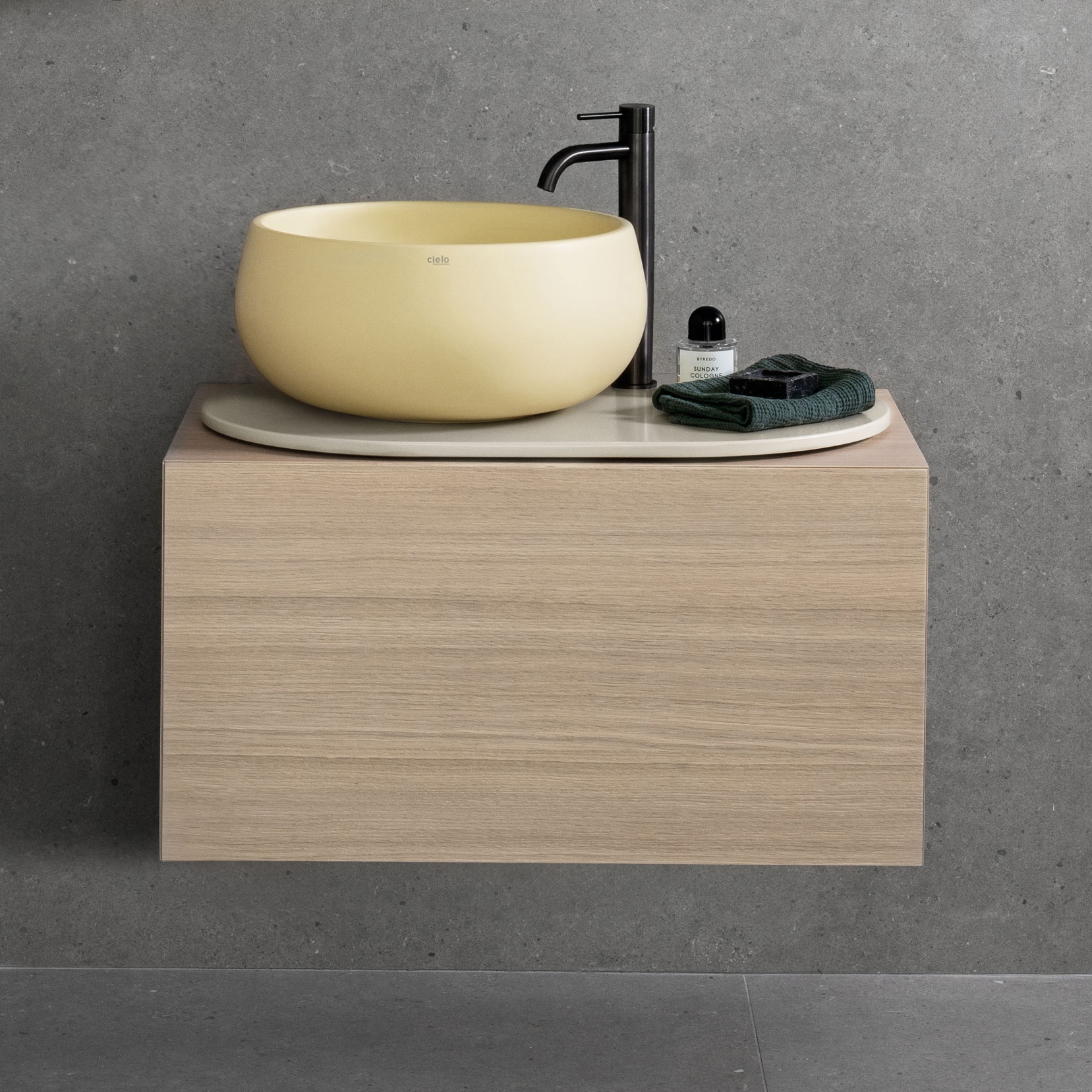 Delfo 76 washbasin on cabinet
