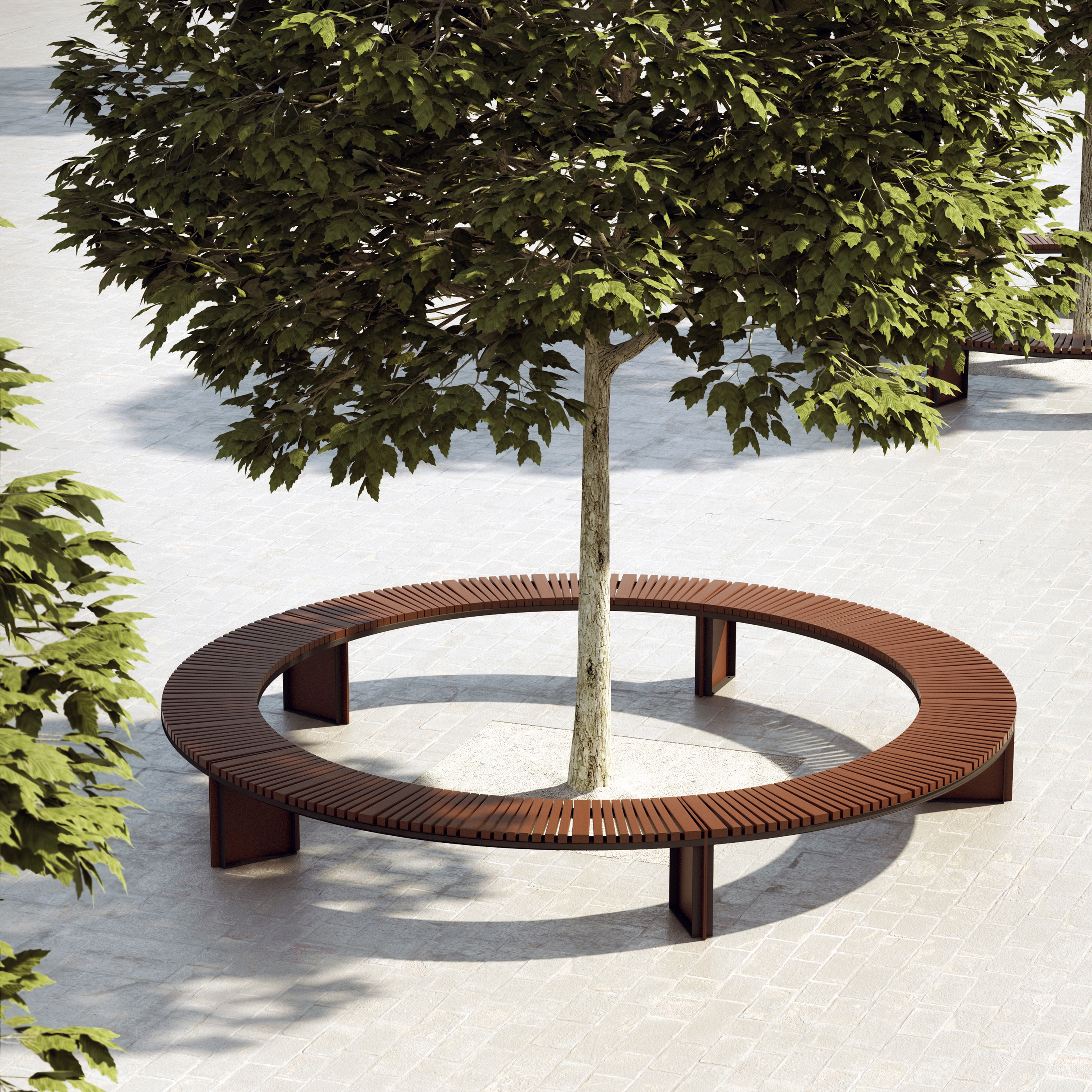 Display product Soha wooden backless bench curved from manufacturer Concept Urbain