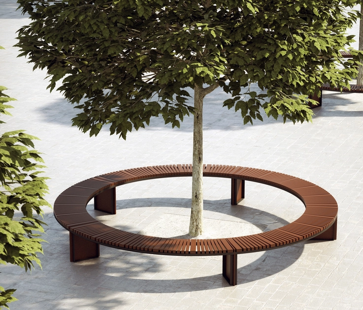 SOHA WOODEN BACKLESS BENCH CURVED - Benches from Concept Urbain ...