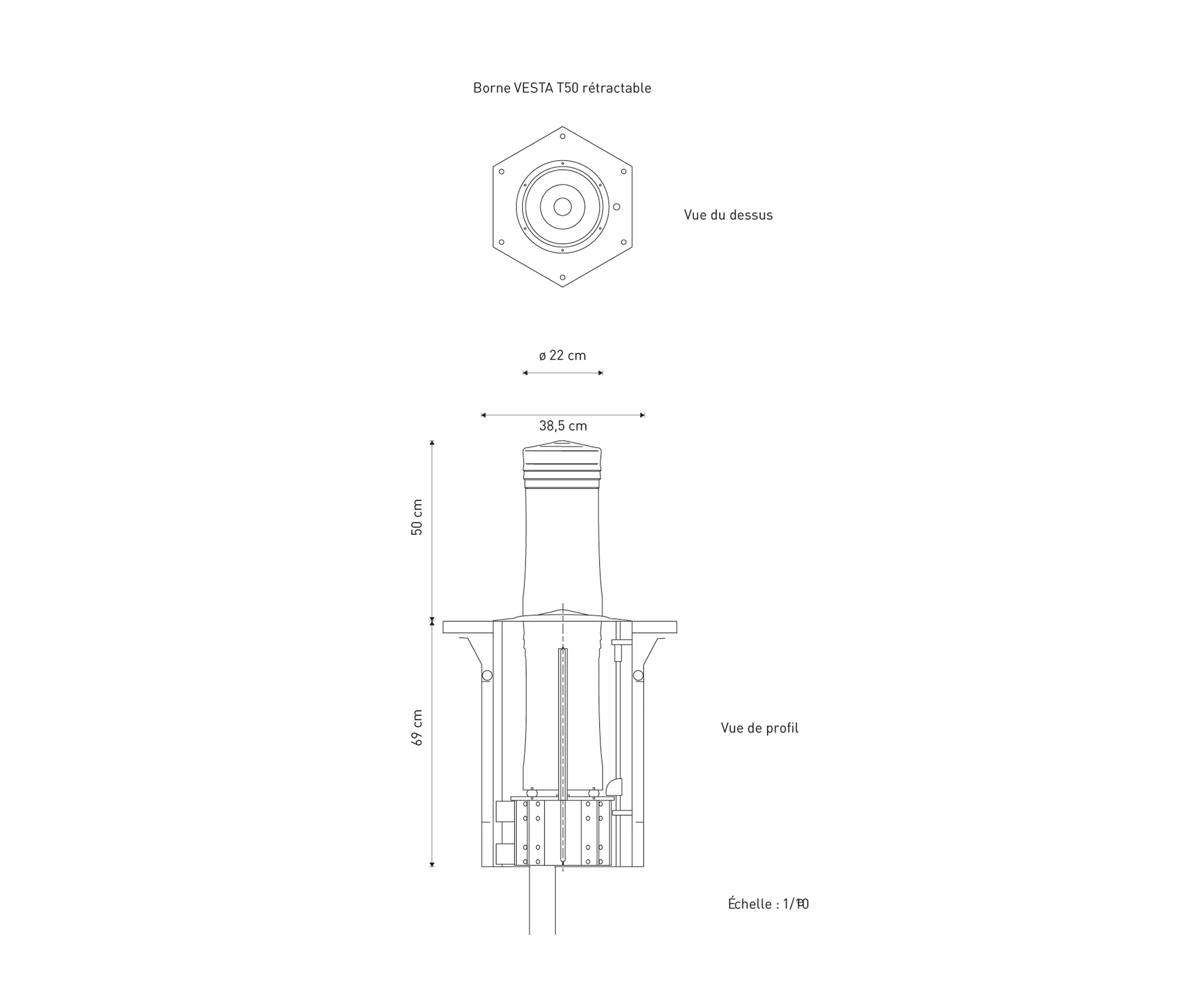 Concept Urbain - Vesta bollard T50 retractable