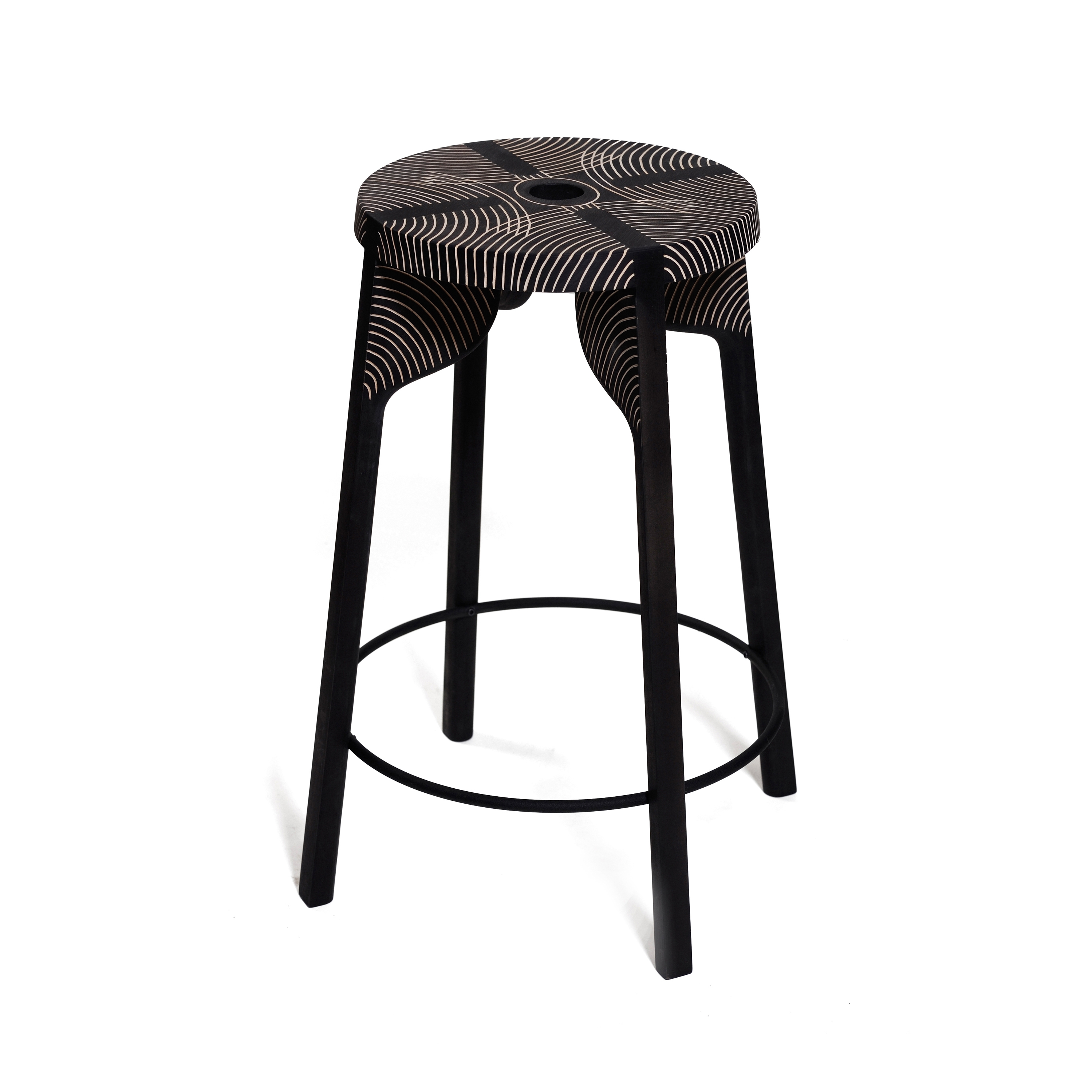 Display product Tattoo Bar Stool (carved) from manufacturer Zanat
