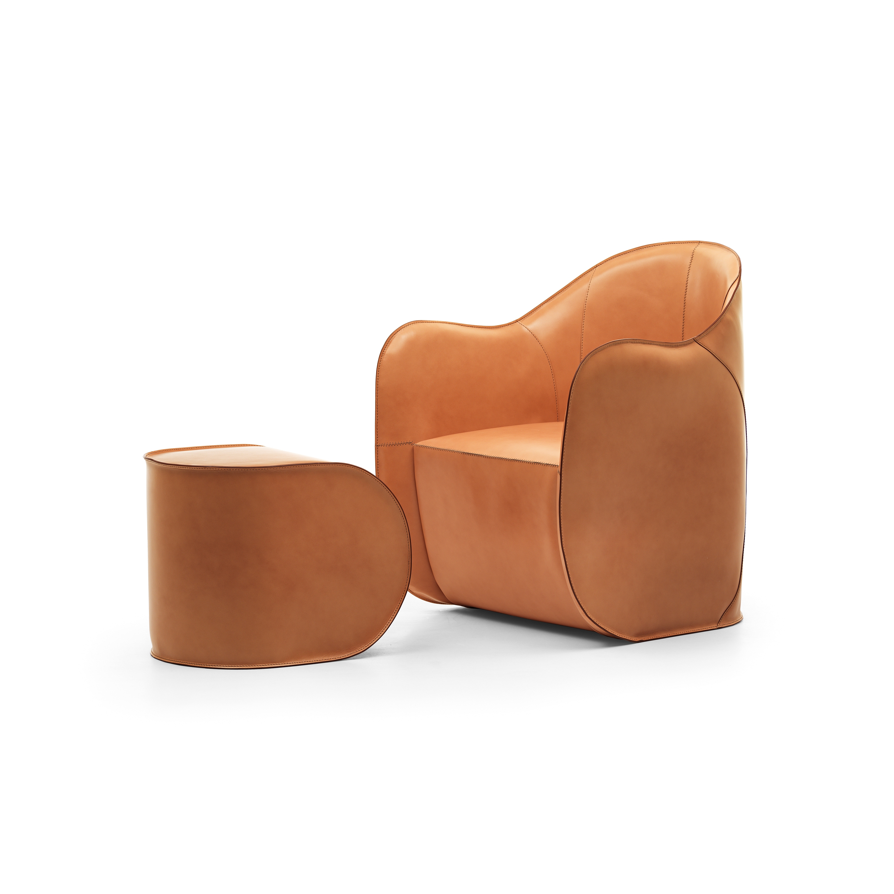 Display product Exo armchair and pouf from manufacturer Eponimo