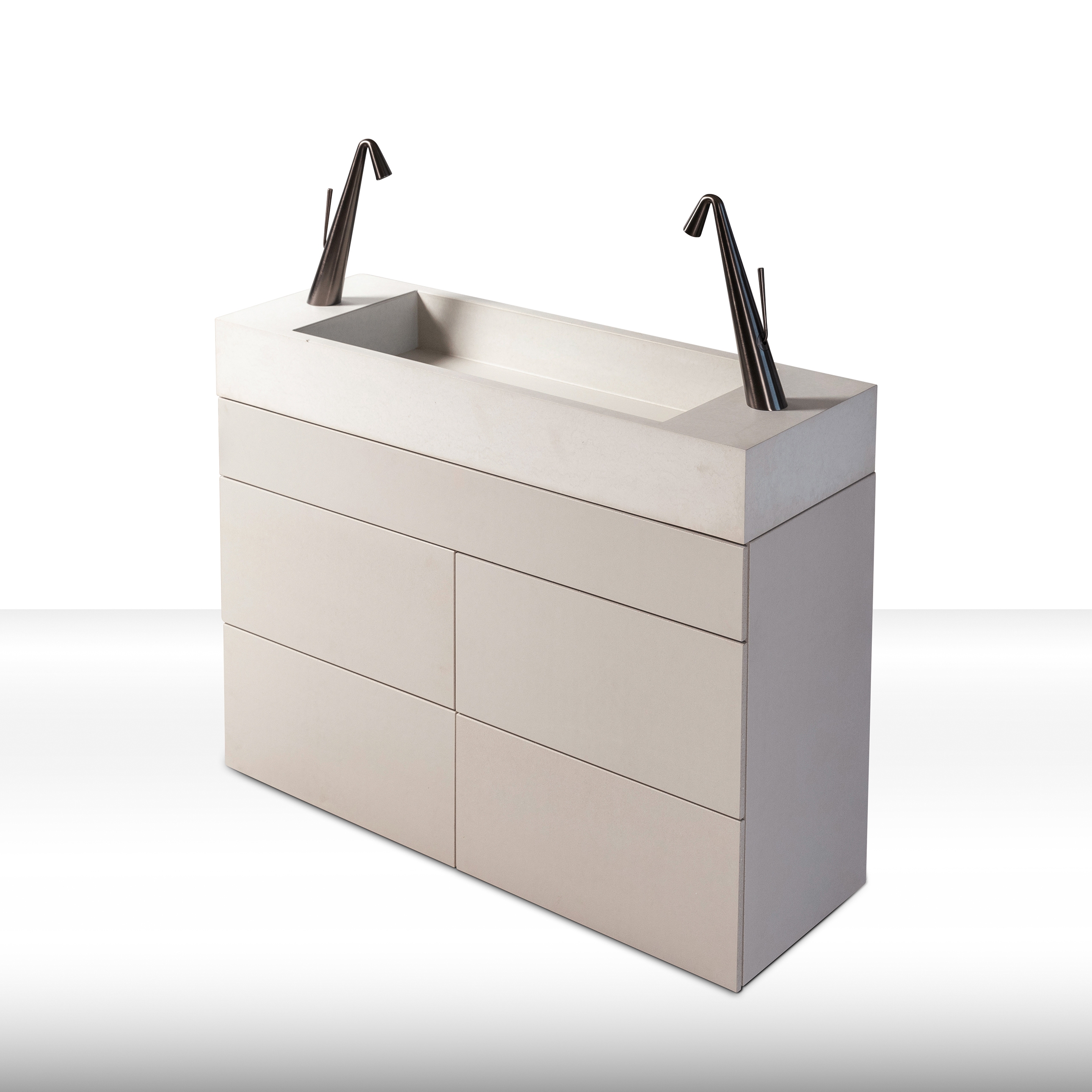 Display product dade ELEMENT | dade ELEMENT 120/90 His Hers concrete sink from manufacturer Dade Design AG concrete works Beton