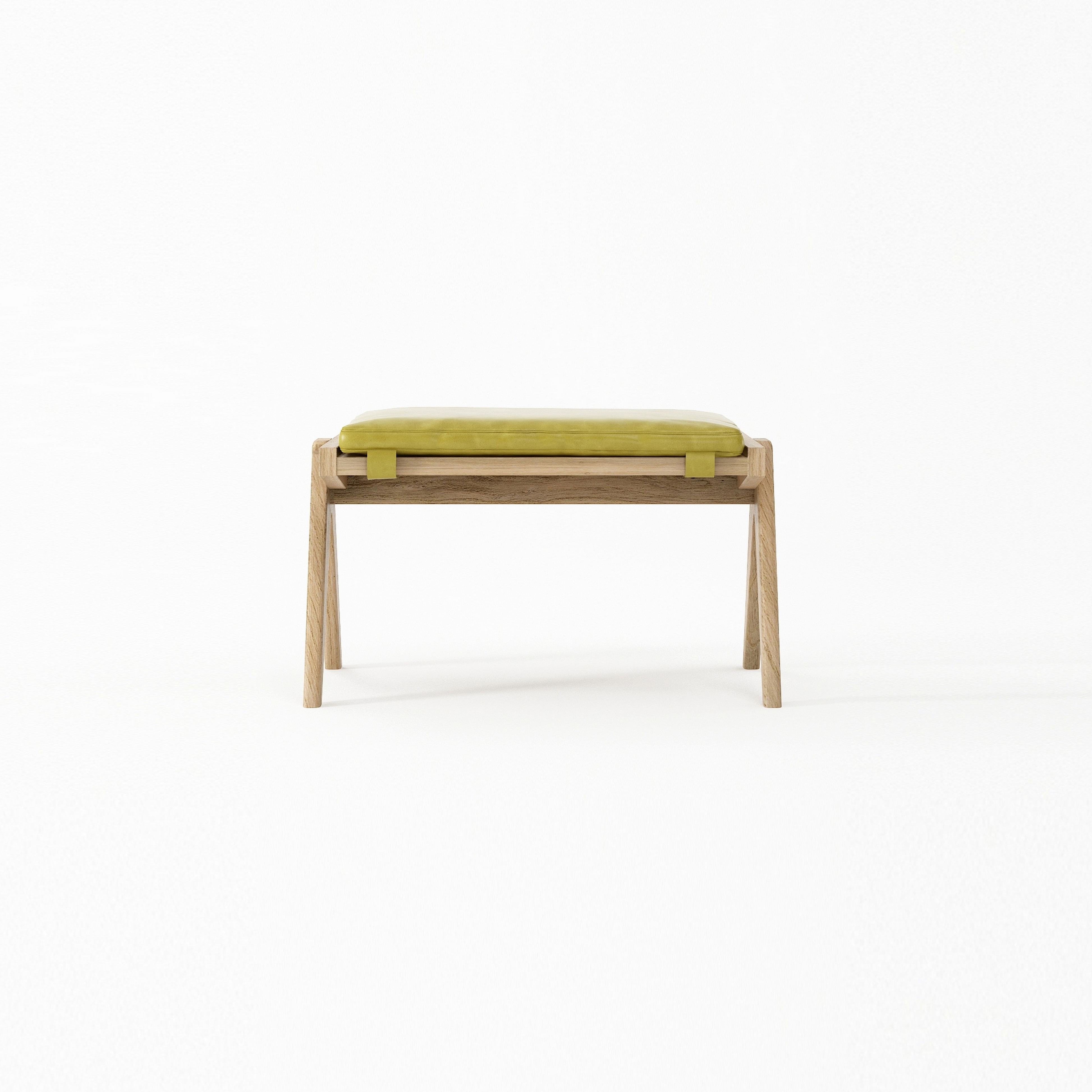 Tribute OTTOMAN with LEATHER Olive Green