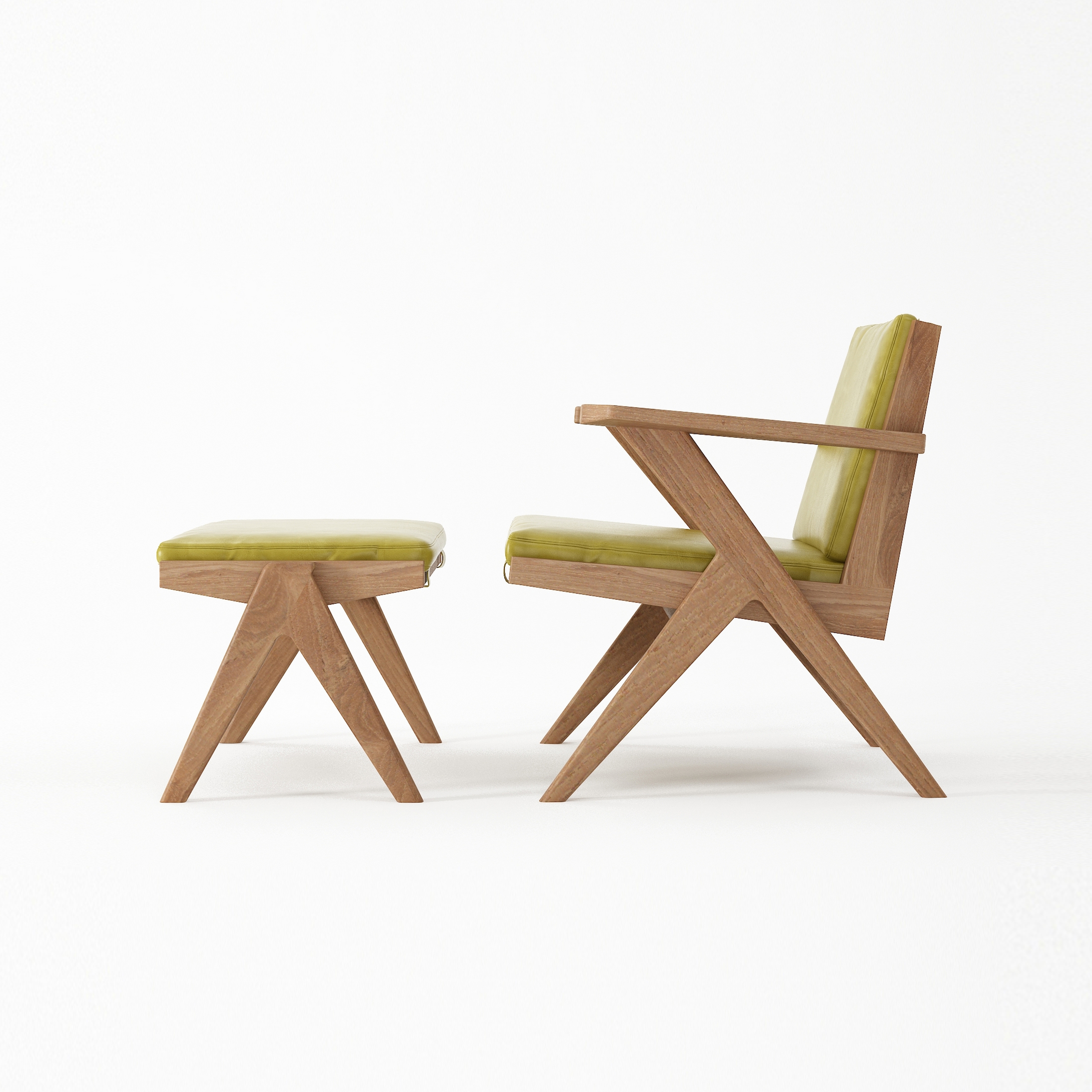 Mostra il prodotto Tribute EASY CHAIR with OTTOMAN w| LEATHER Olive Green del produttore Karpenter