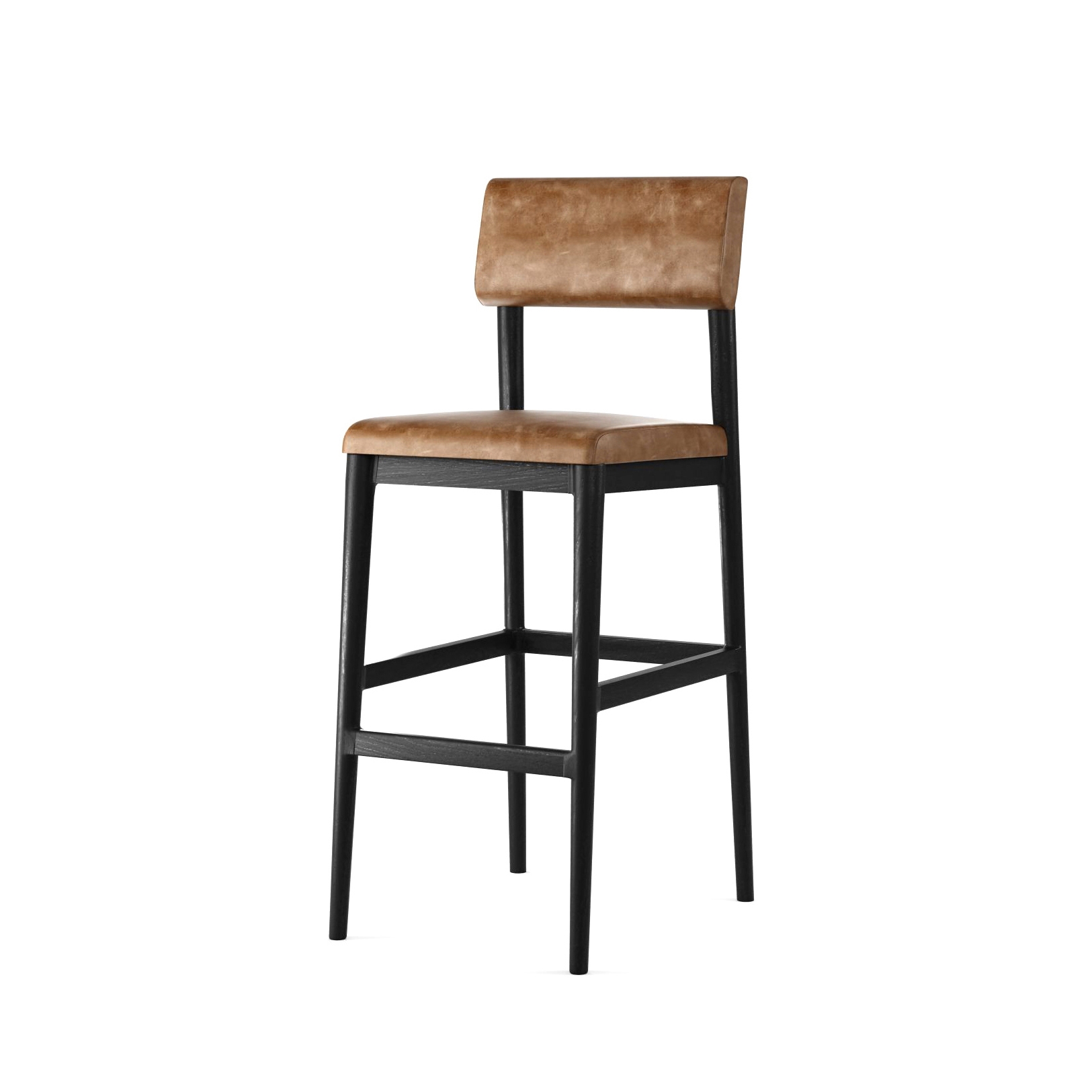 Vintage BARSTOOL W/ LEATHER (VINTAGE BROWN)