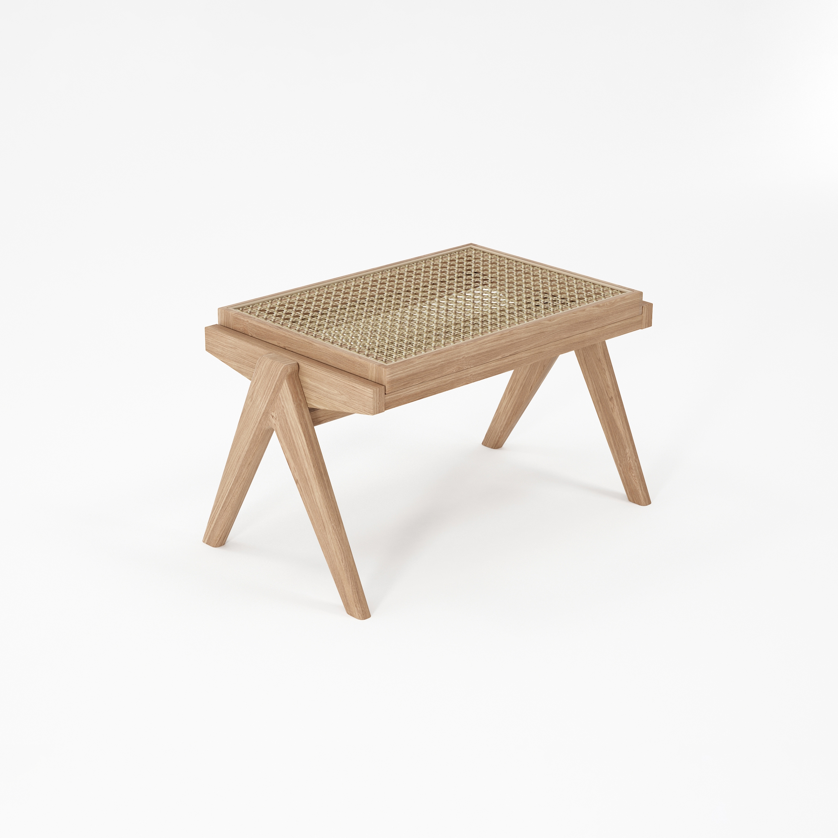 Tribute OTTOMAN W/ NATURAL WOVEN RATTAN