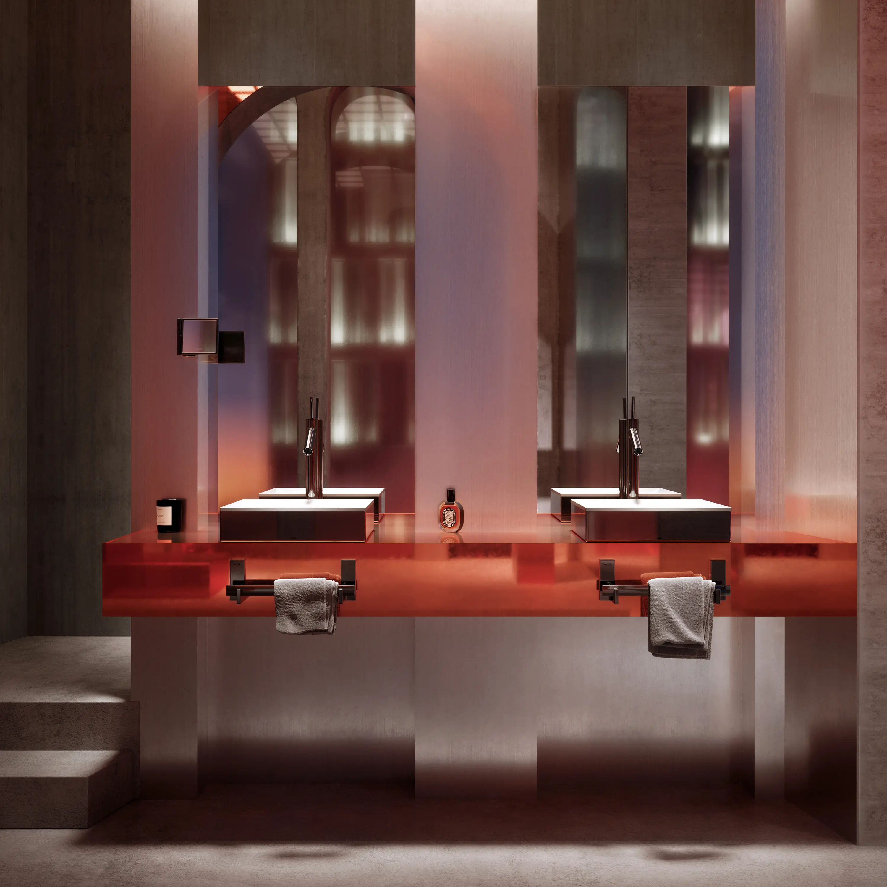 AXOR - AXOR Suite Aufsatzwaschtisch 400/400 ohne Hahnloch und Überlauf | Polished Red Gold
