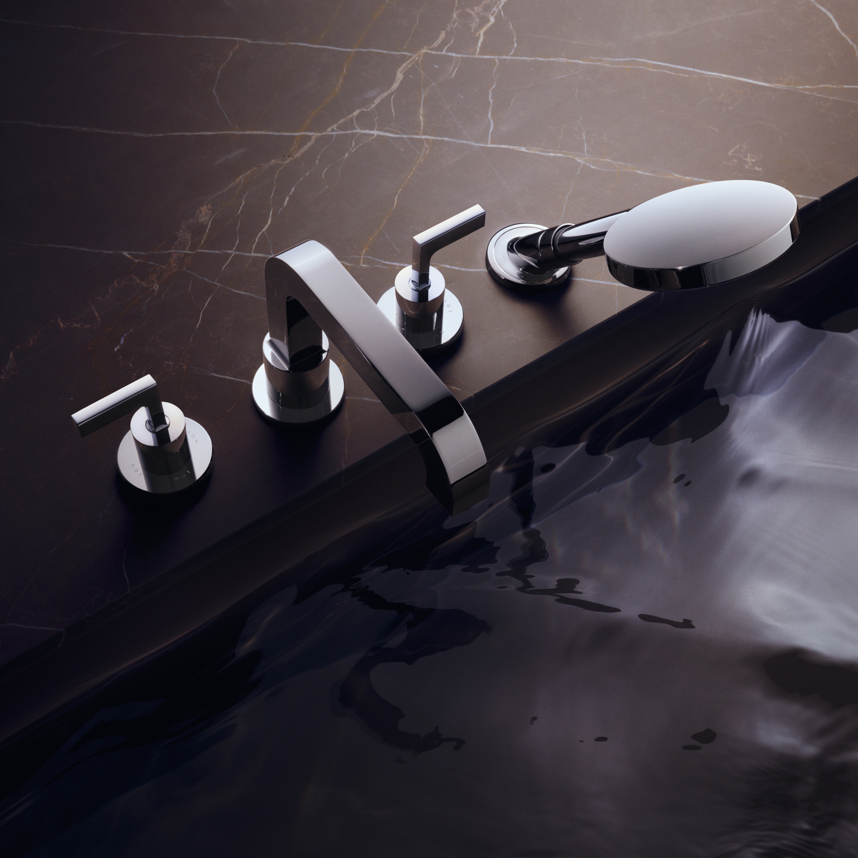 Display product AXOR Citterio 4-Hole Rim-Mounted Bath Mixer with lever handles DN15 from manufacturer AXOR