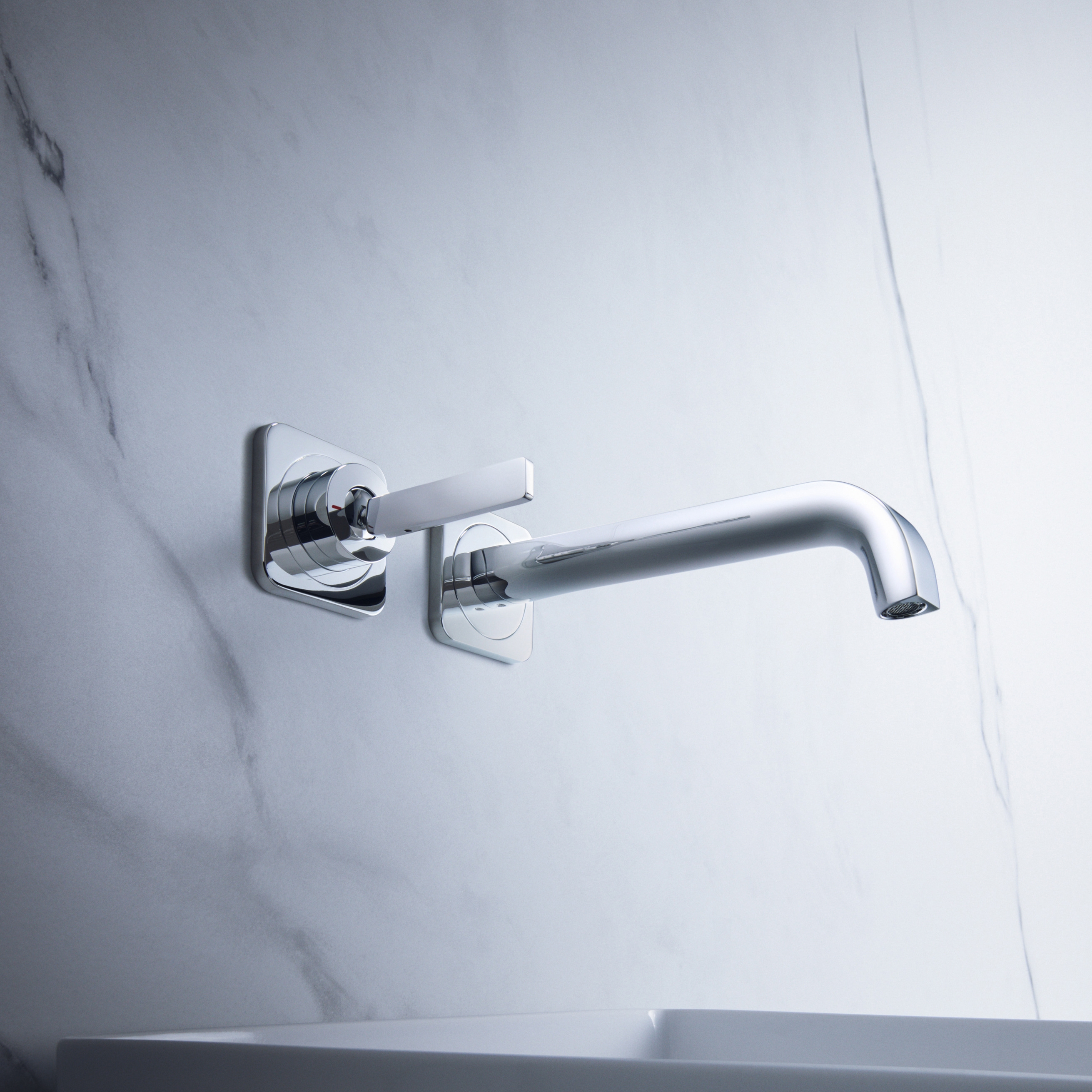 Display product AXOR Citterio E Single lever basin mixer for concealed installation with escutcheons wall-mounted from manufacturer AXOR