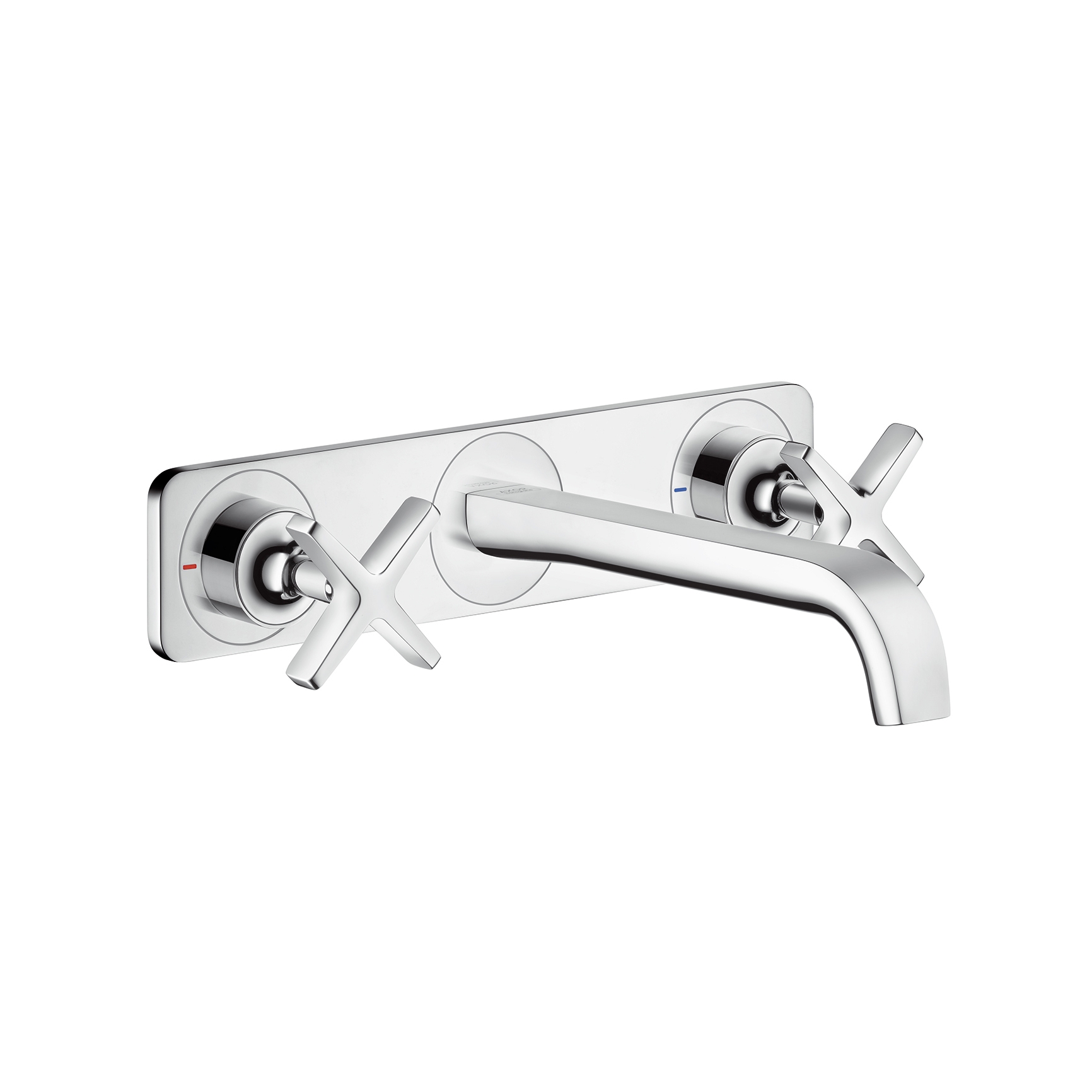 Afficher le produit AXOR Citterio E Set de finition pour mélangeur lavabo mural 3 trous avec plaque  bec fixe Longueur 220 mm jet laminaire débit: 5 l/min mécanisme céramique 180° bonde à écoulement libre convient au chauffe-eau instantané du fabricant AXOR