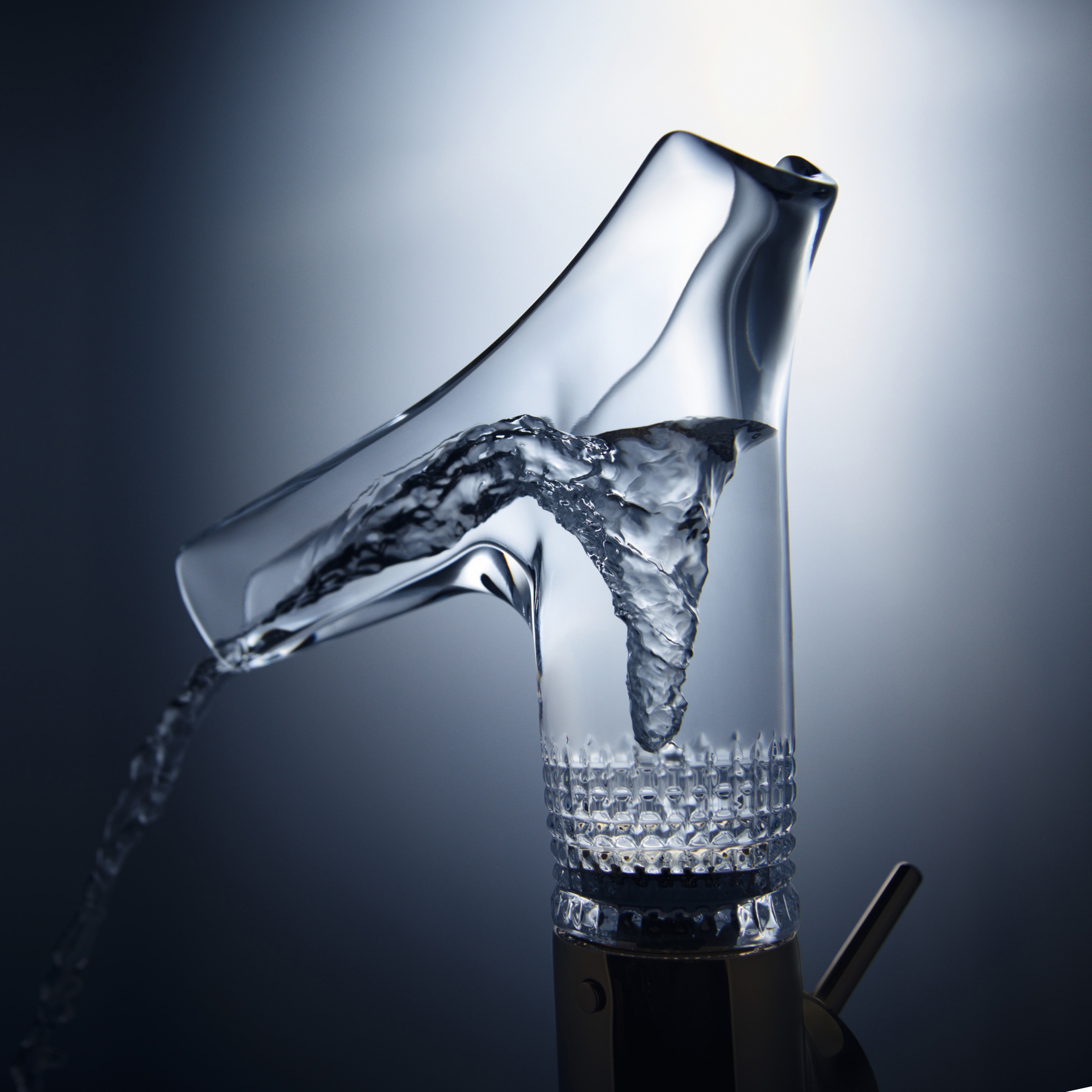 Afficher le produit AXOR Starck V Single lever basin mixer 250 with glass spout - diamond cut du fabricant AXOR