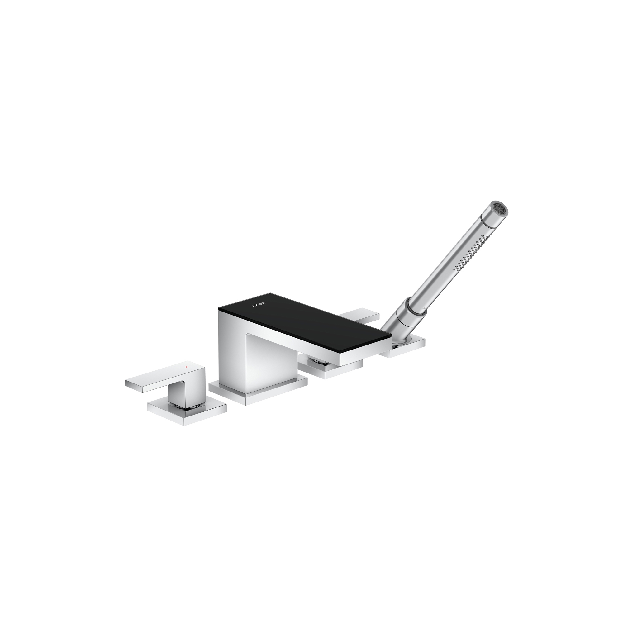AXOR MyEdition 4-hole rim mounted bath mixer | Chrome & Black Glass