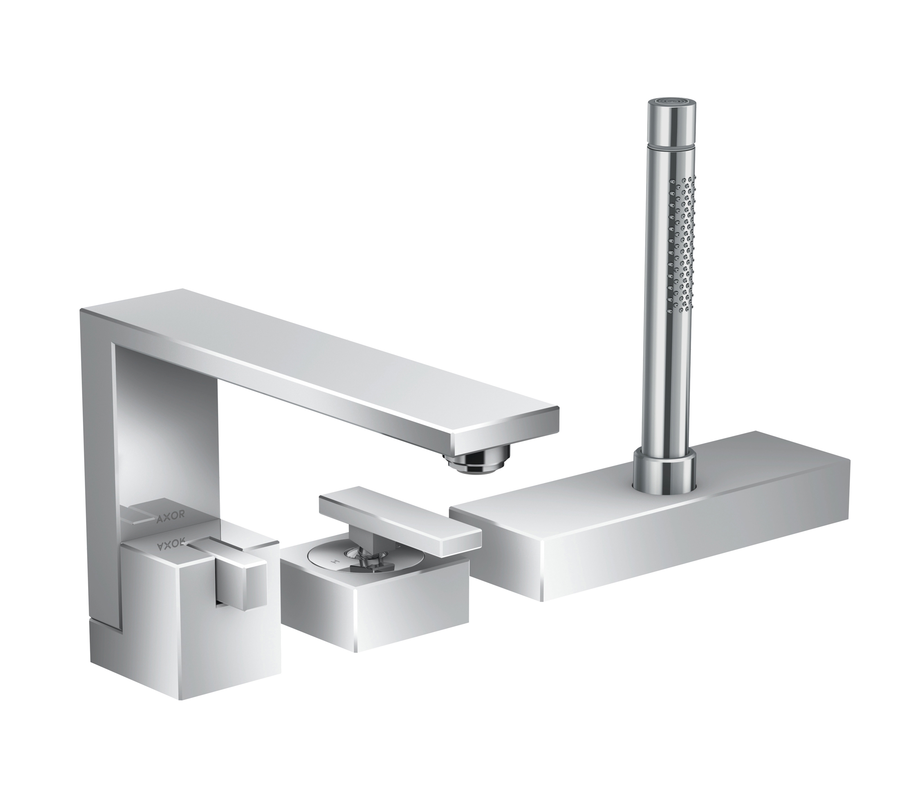 Display product AXOR Edge | 3-hole rim mounted single lever bath mixer from manufacturer AXOR
