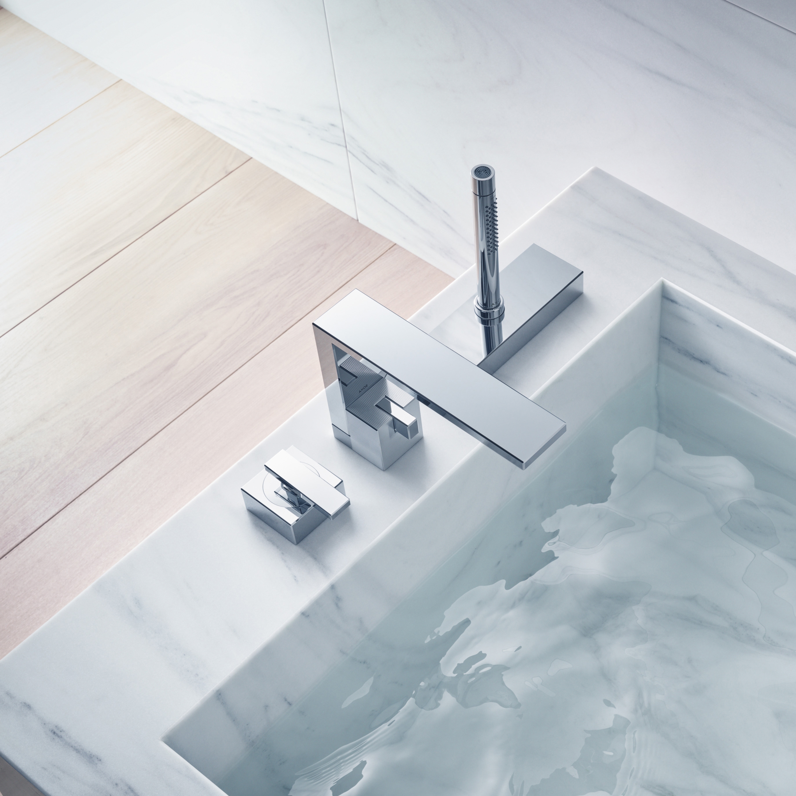 Mostrar el producto AXOR Edge | 3-hole rim mounted single lever bath mixer - diamond cut del fabricante AXOR