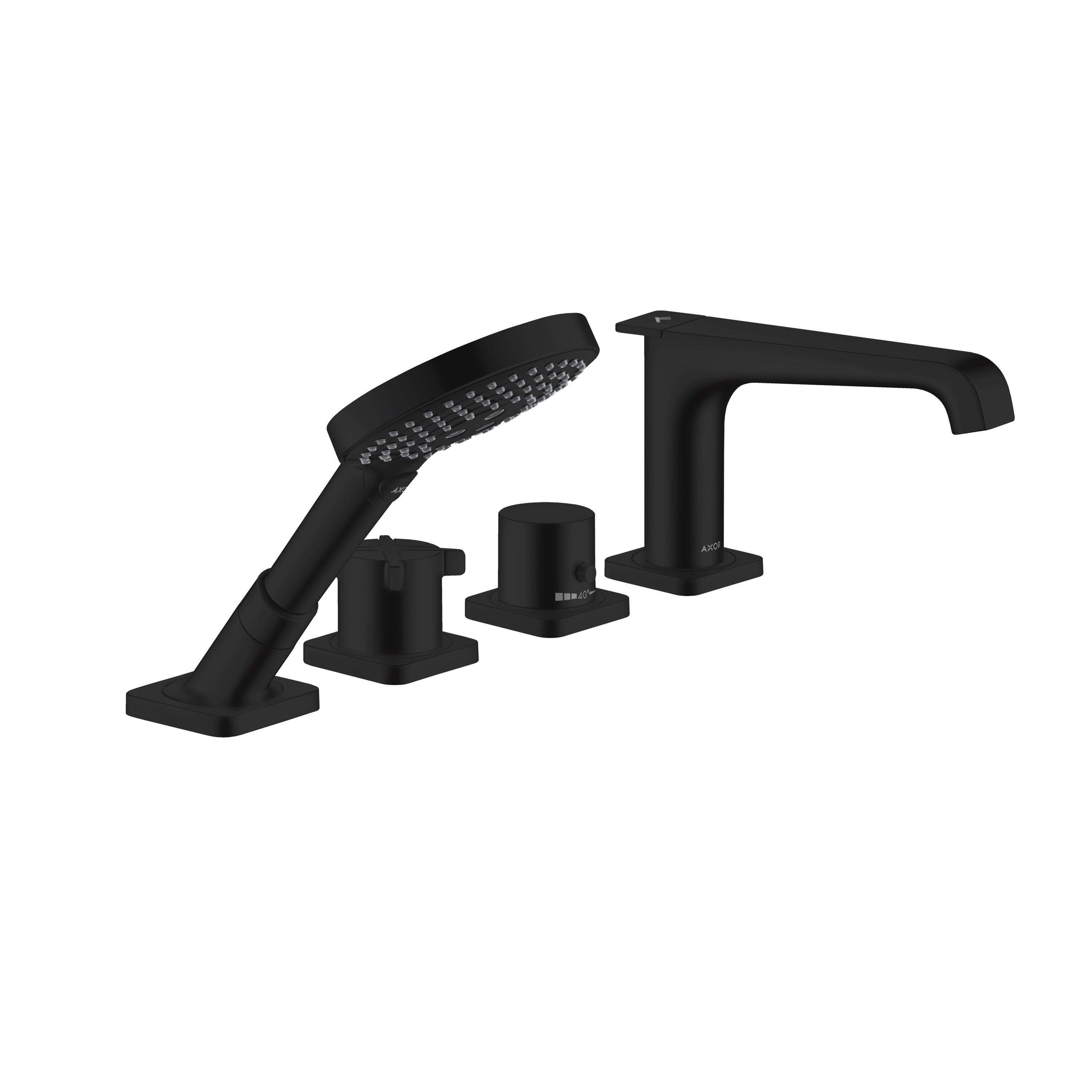 AXOR Citterio E 4-hole tile mounted thermostatic bath mixer | matt black