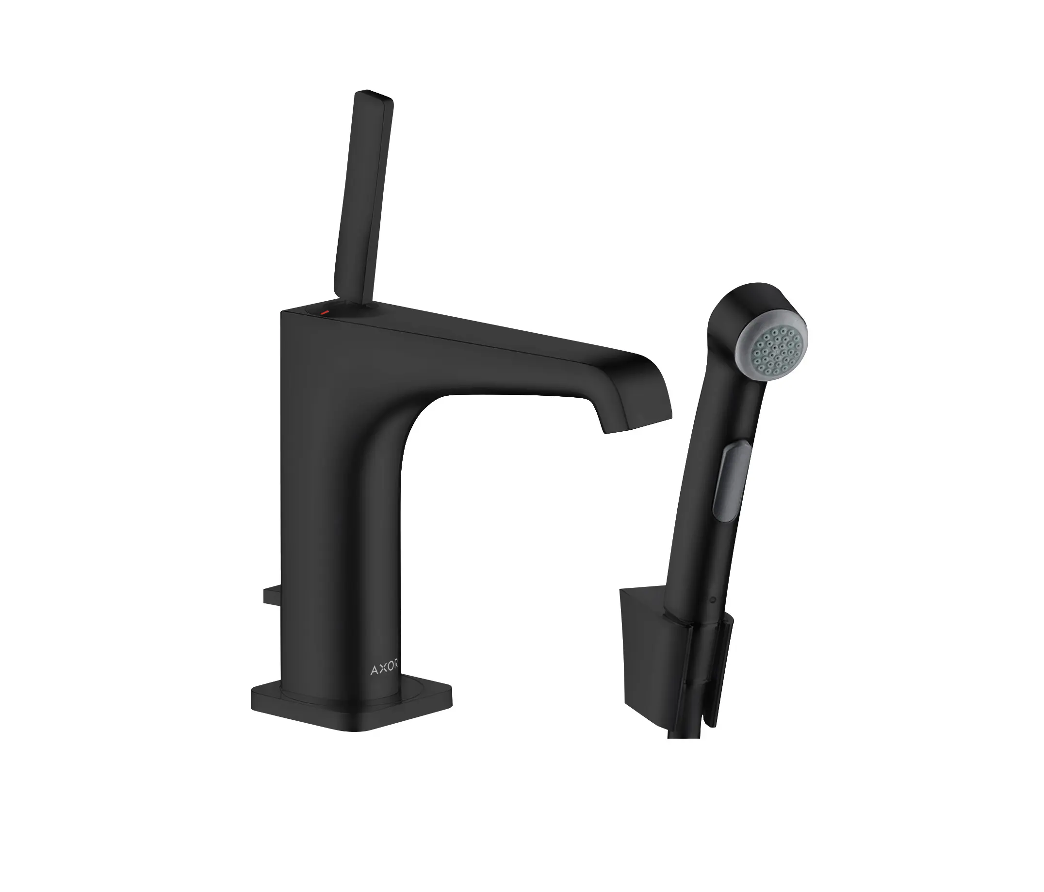 AXOR - AXOR Citterio E Single lever basin mixer 130 with bidette hand shower and shower hose 1.60 m | matt black