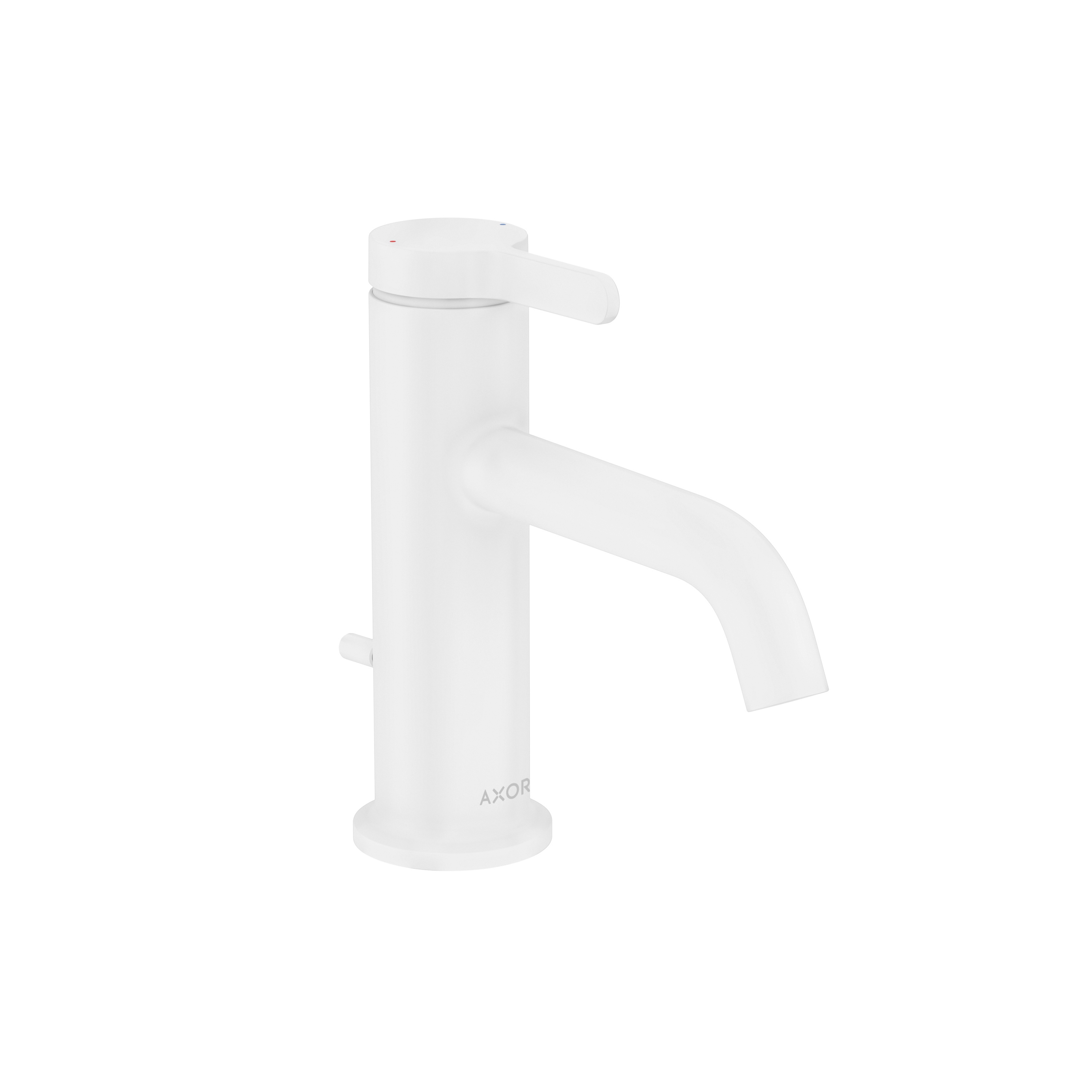 Display product AXOR One Single lever basin mixer 70 with lever handle and pop-up waste set | matt white from manufacturer AXOR