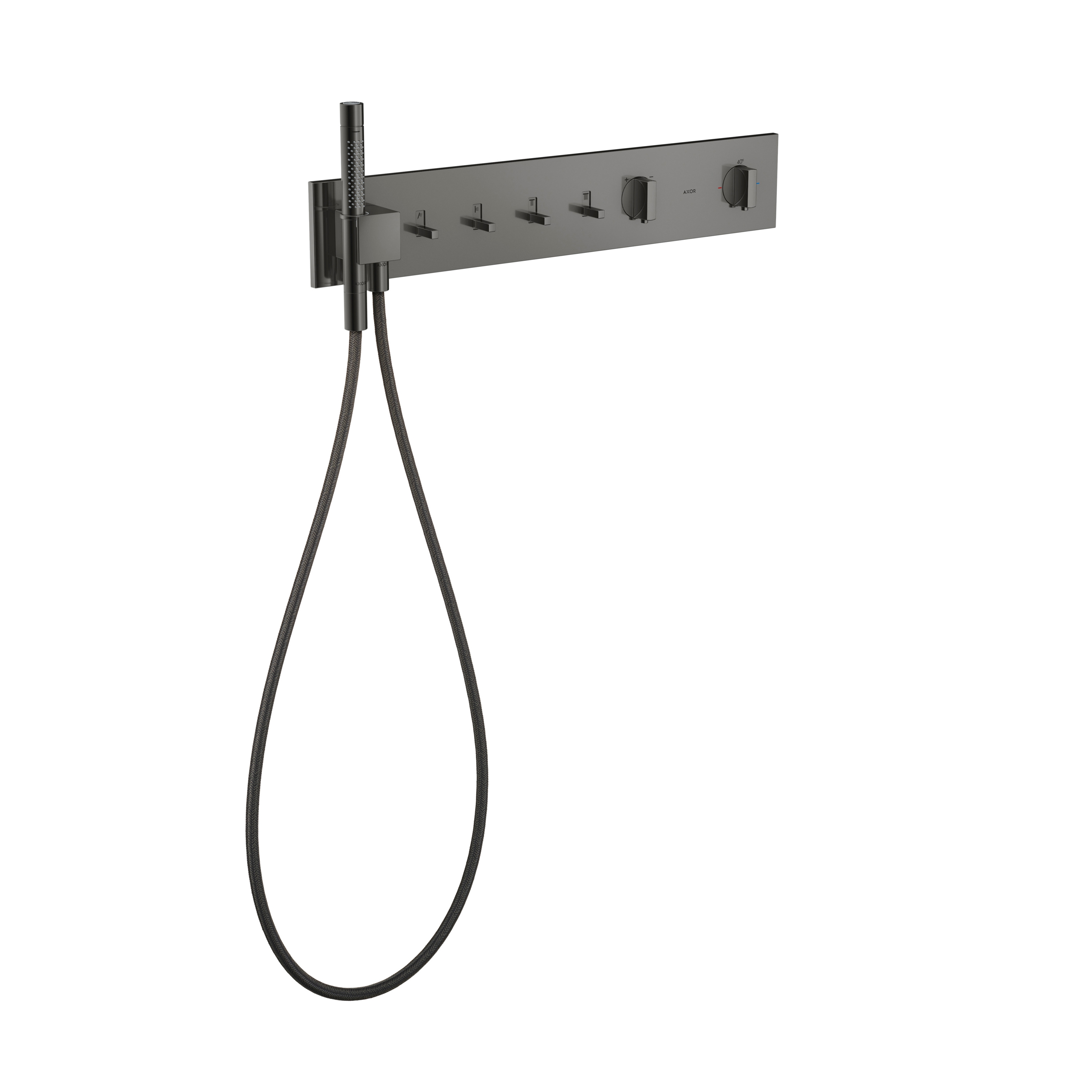 AXOR ShowerComposition Thermostatic module 610/110 for concealed installation for 4 functions | Polished Black Chrome