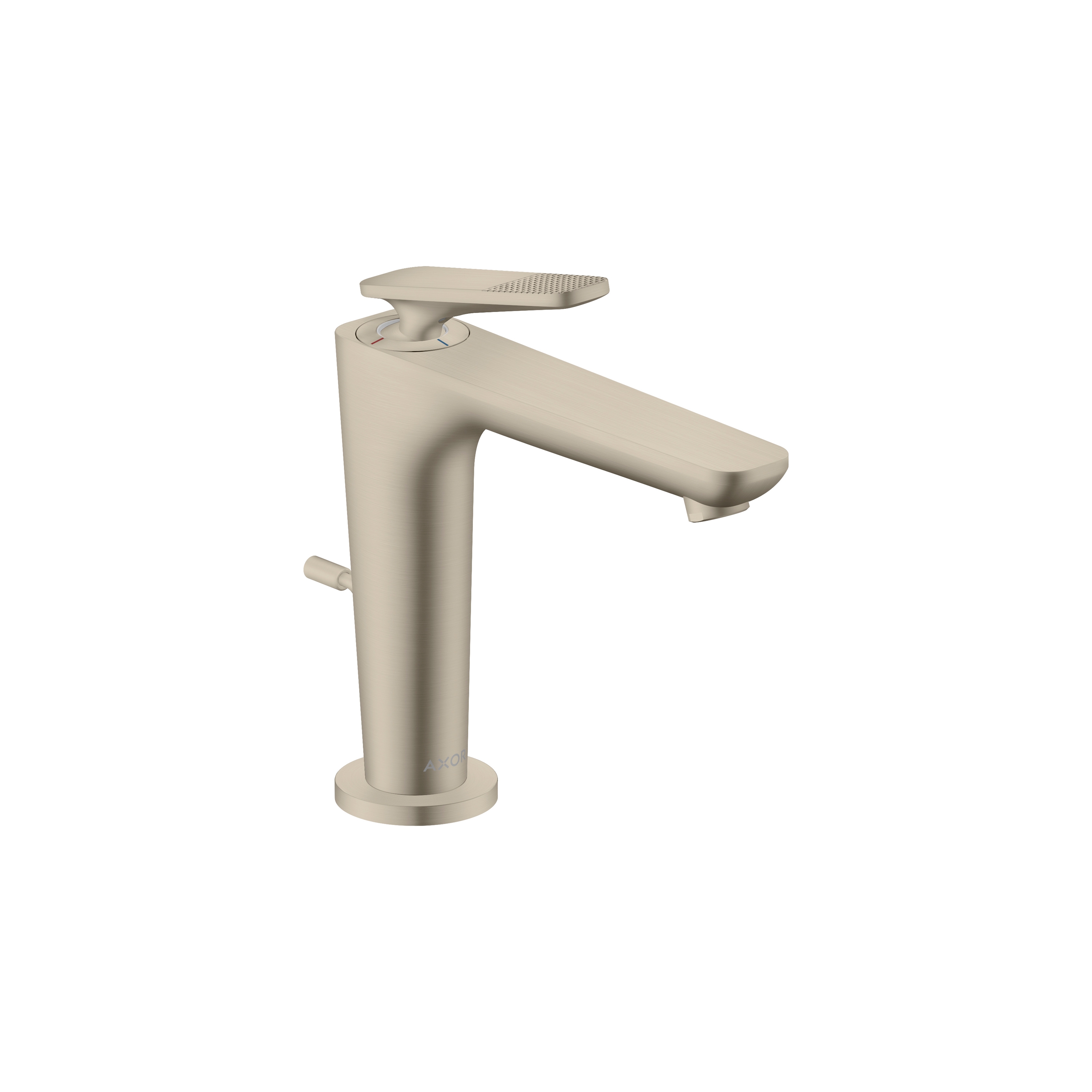 AXOR Citterio C Einhebel-Waschtischmischer 125 mit CoolStart mit Ablaufgarnitur - Cubic cut | Brushed Nickel