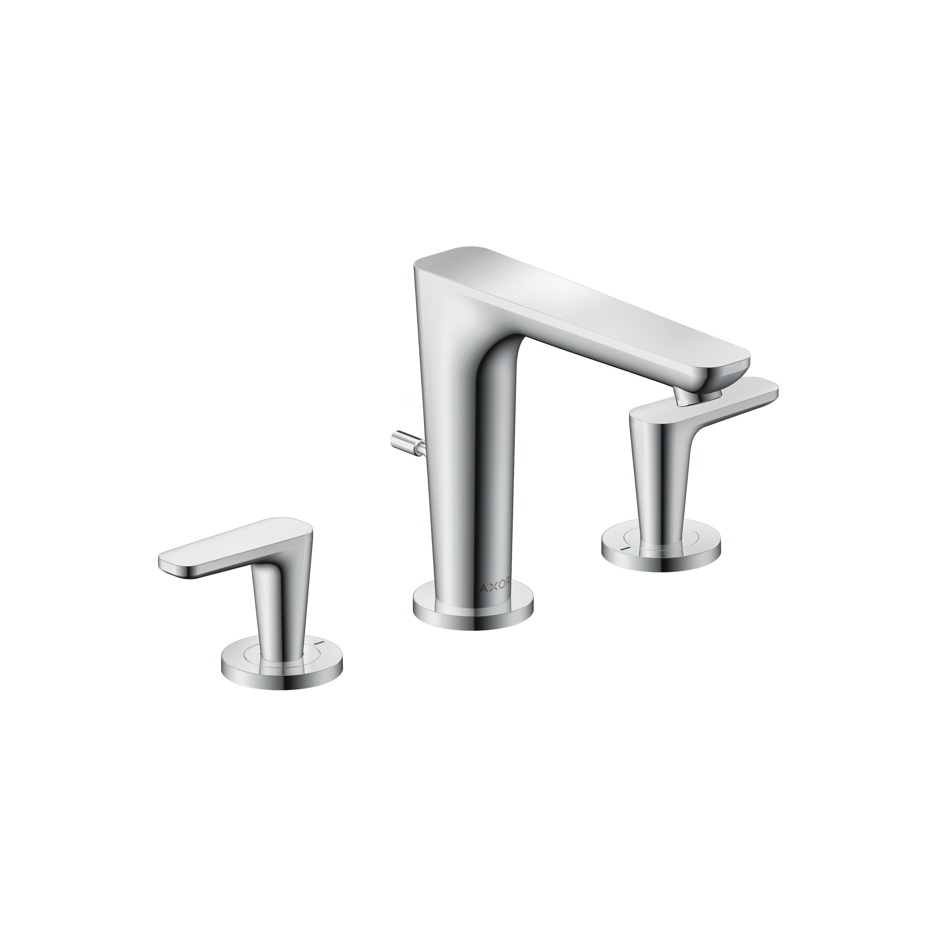 Display product AXOR Citterio C 3-hole basin mixer 125 with pop-up waste set from manufacturer AXOR