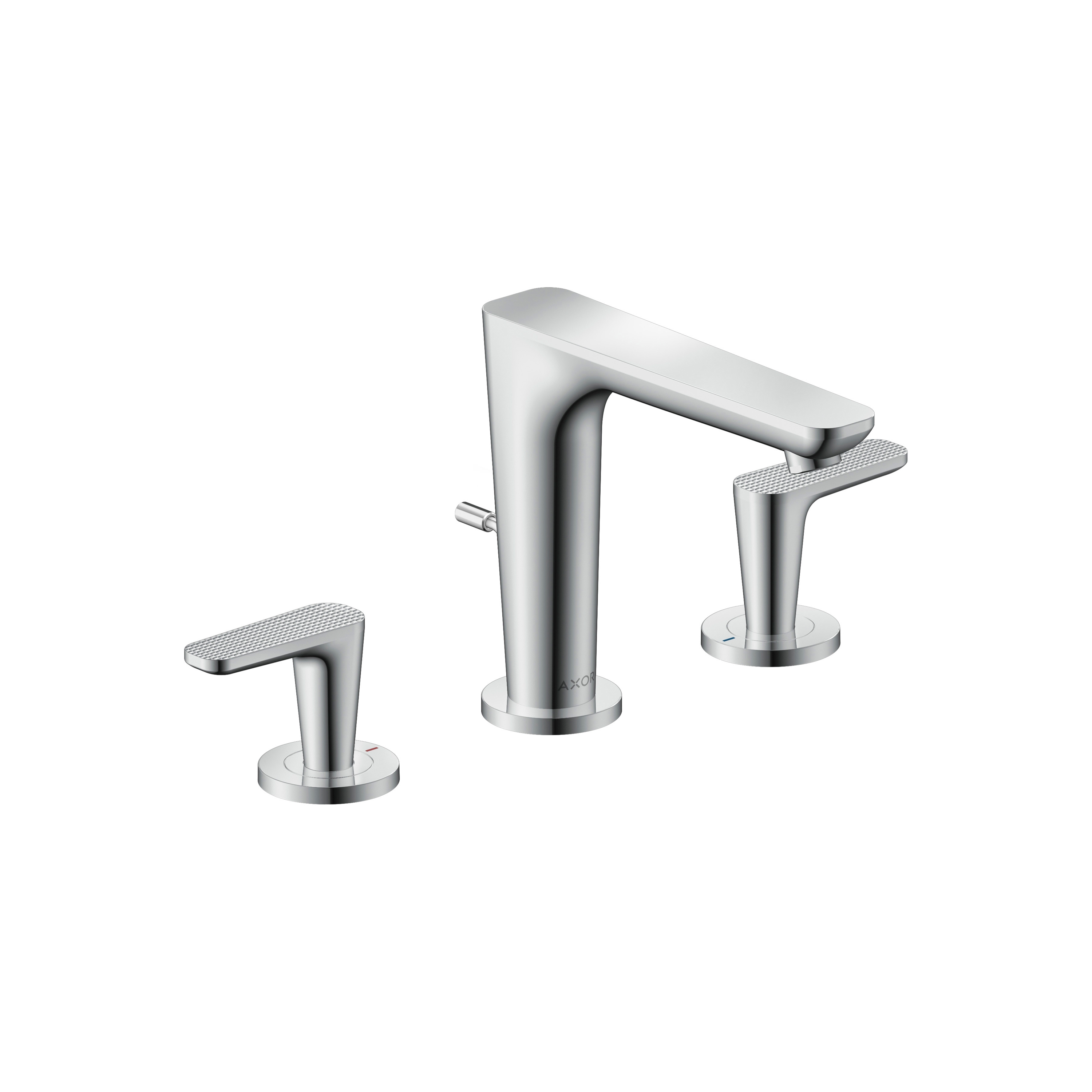 Display product AXOR Citterio C 3-hole basin mixer 125 with pop-up waste set - cubic cut from manufacturer AXOR