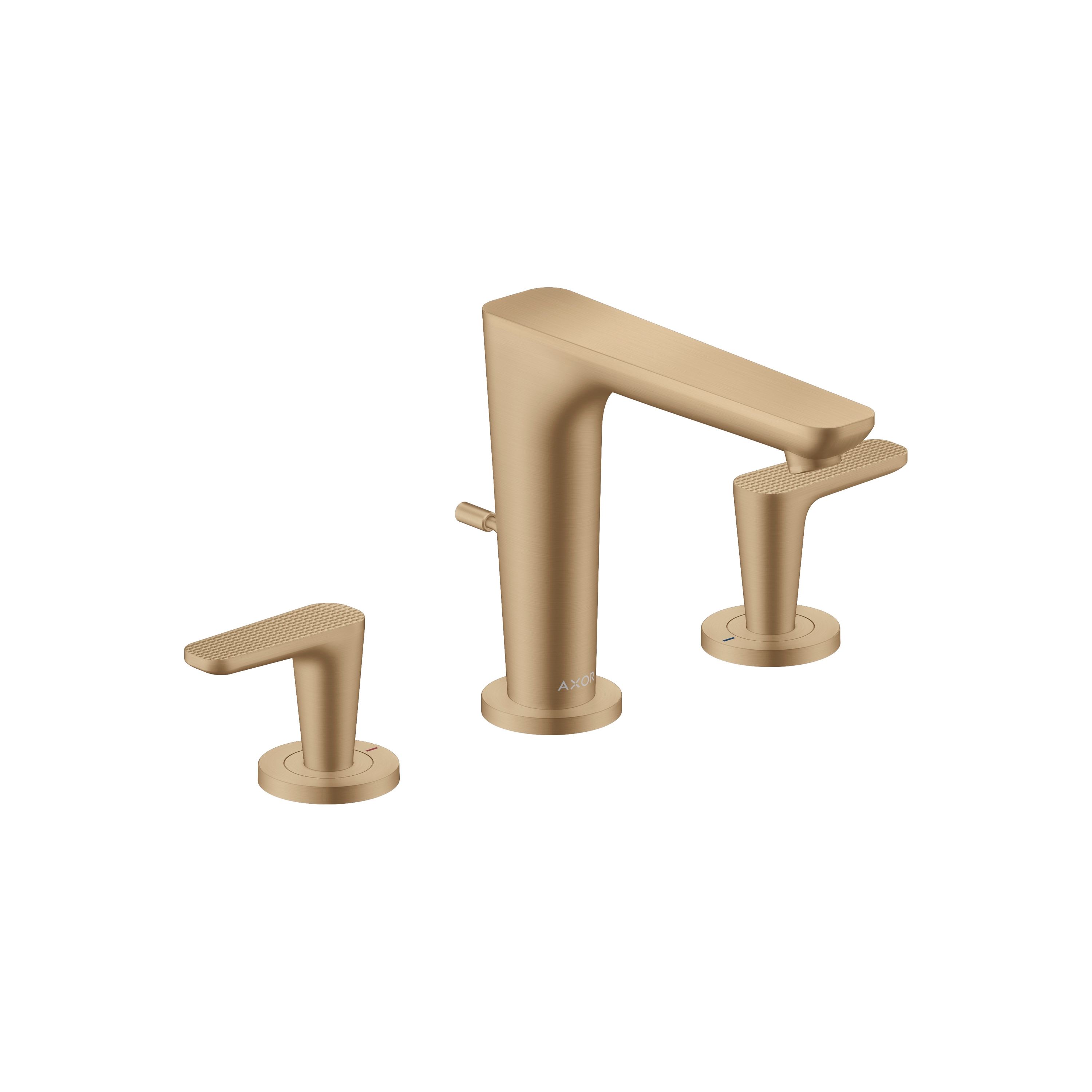 AXOR Citterio C 3-hole basin mixer 125 with pop-up waste set - cubic cut | Brushed Bronze