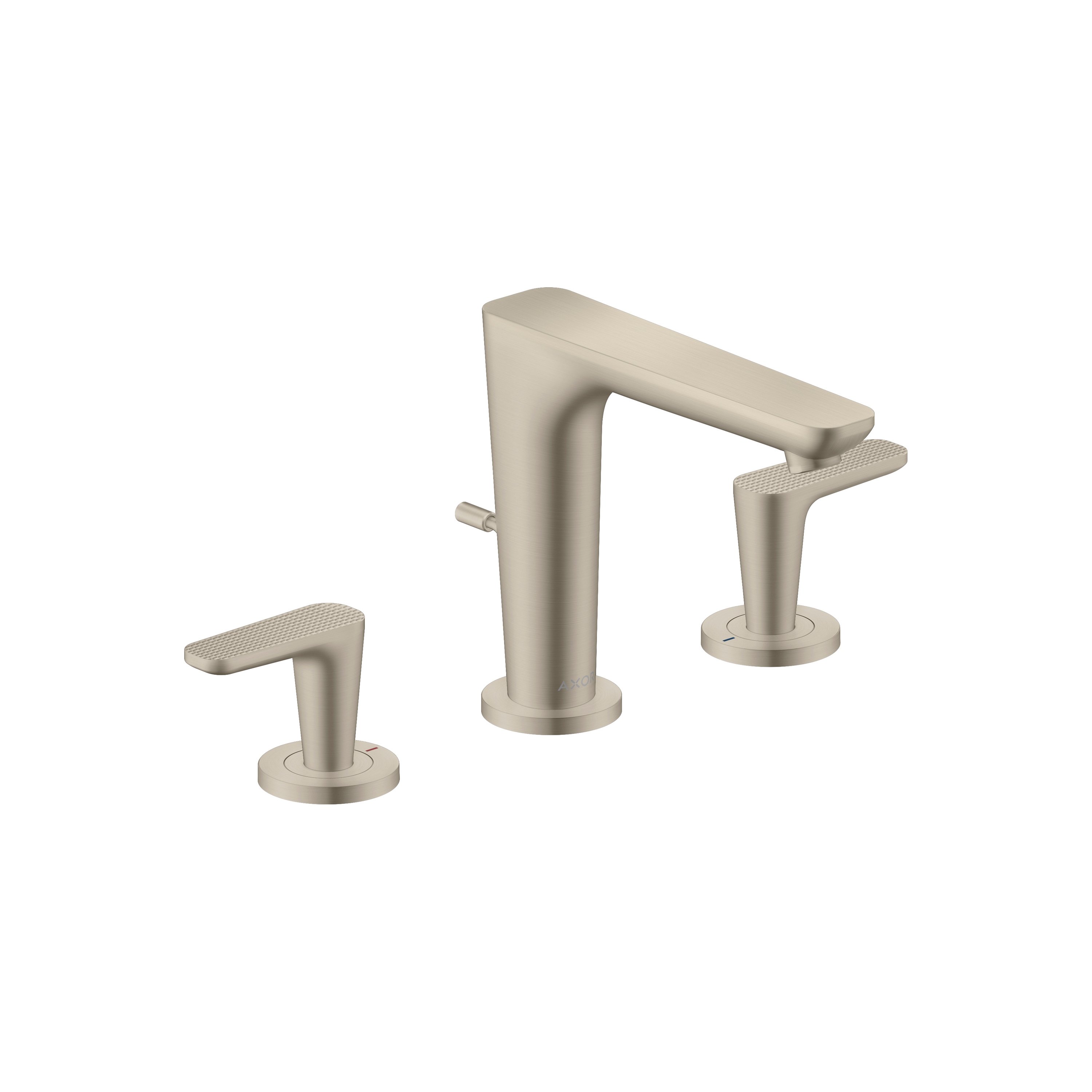 AXOR Citterio C 3-hole basin mixer 125 with pop-up waste set - cubic cut | Brushed Nickel