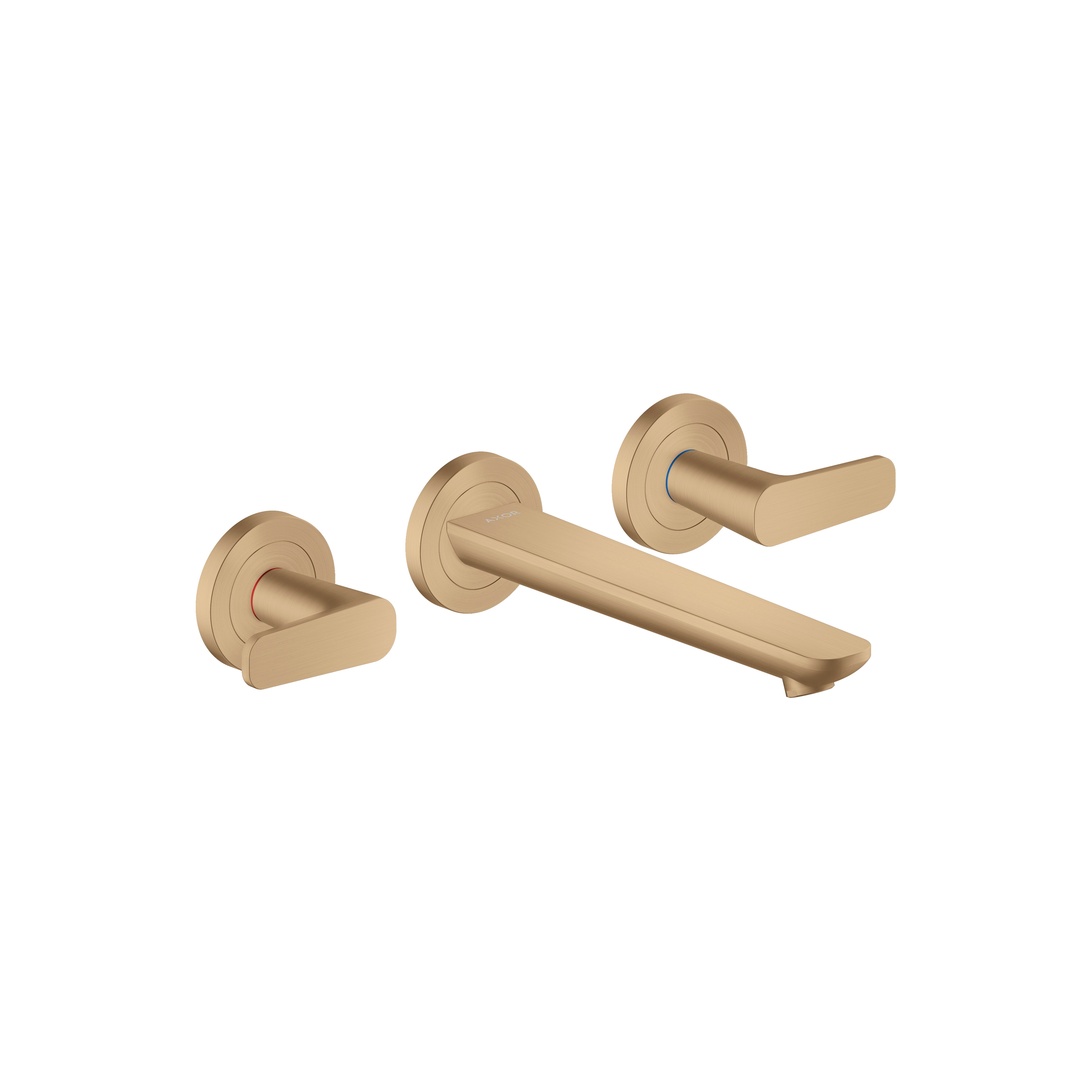 AXOR Citterio C Rubinetteria 3 fori lavabo ad incasso a parete con bocca da 195 mm | Bronzo Spazzolato