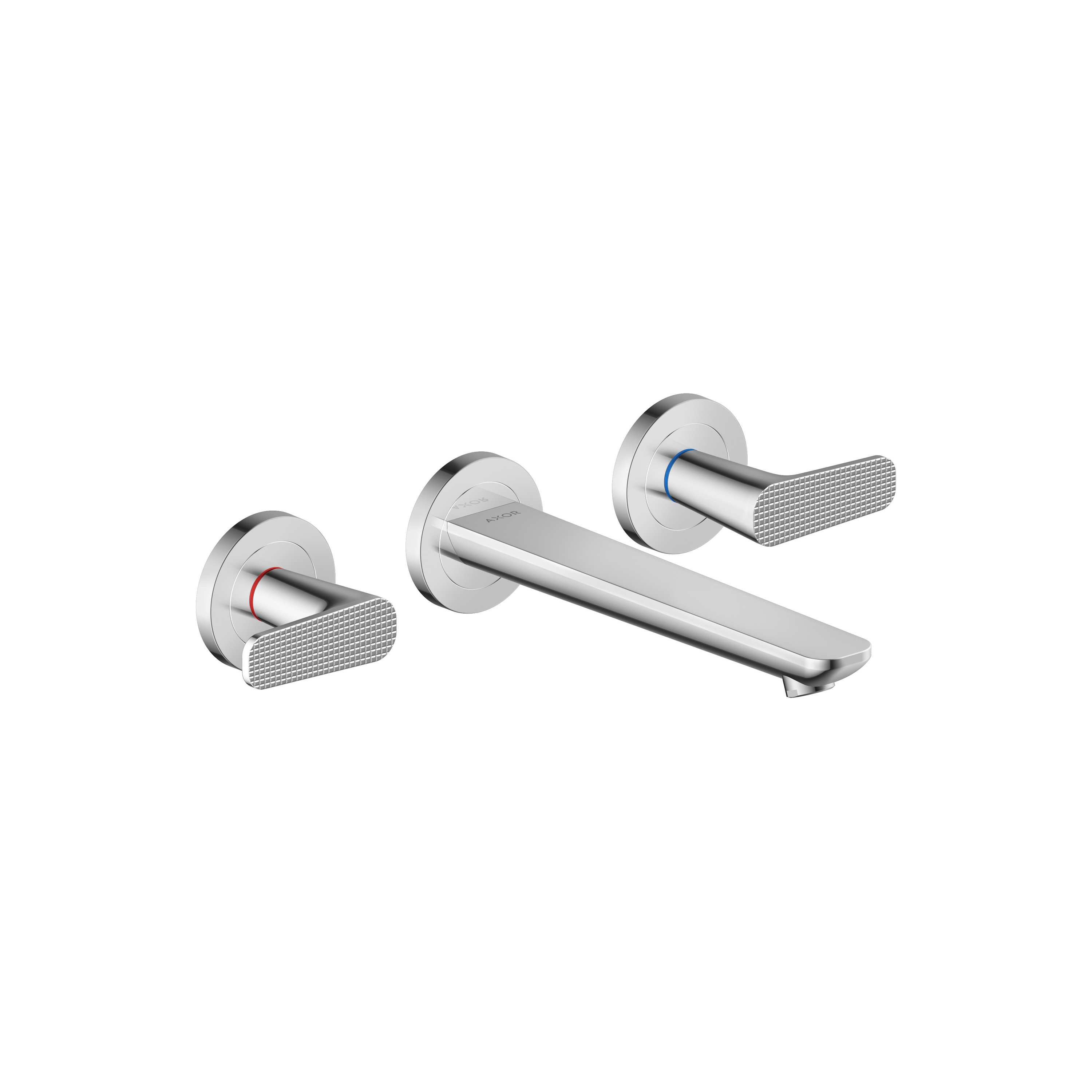 Display product AXOR Citterio C 3-hole basin mixer for concealed installation wall-mounted with spout 195 mm - cubic cut from manufacturer AXOR