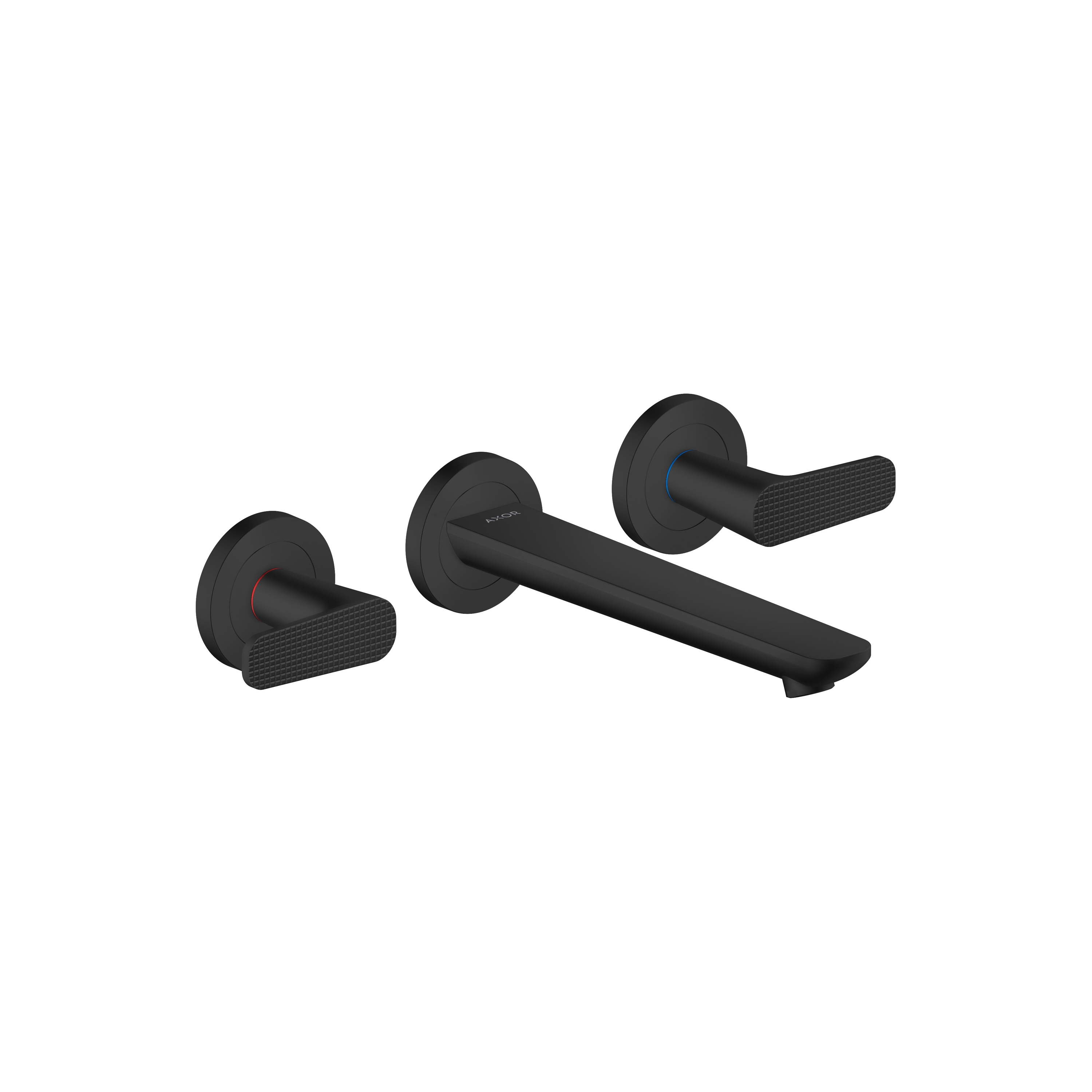 AXOR Citterio C 3-hole basin mixer for concealed installation wall-mounted with spout 195 mm - cubic cut | Matt black