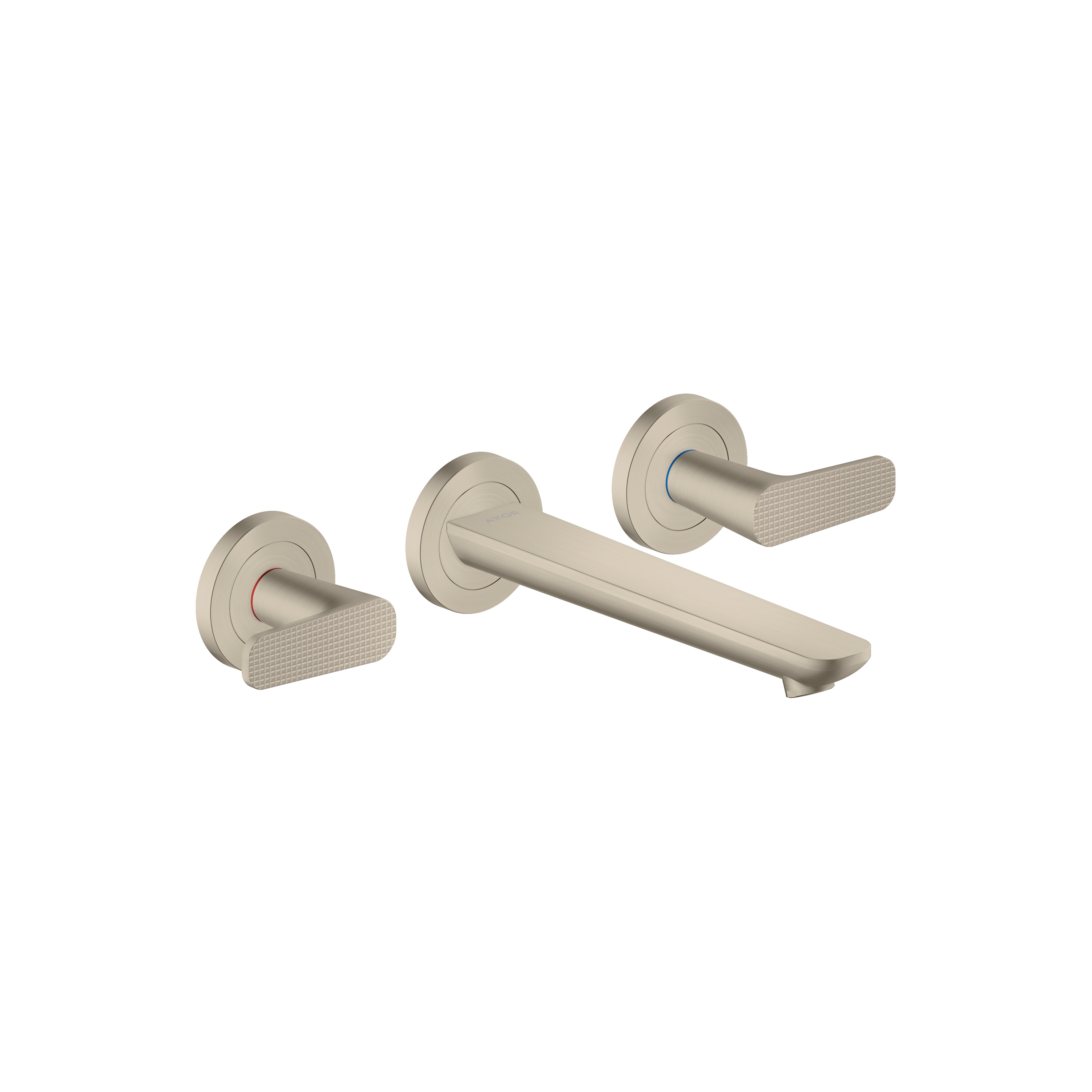 AXOR Citterio C 3-hole basin mixer for concealed installation wall-mounted with spout 195 mm - cubic cut | Brushed Nickel