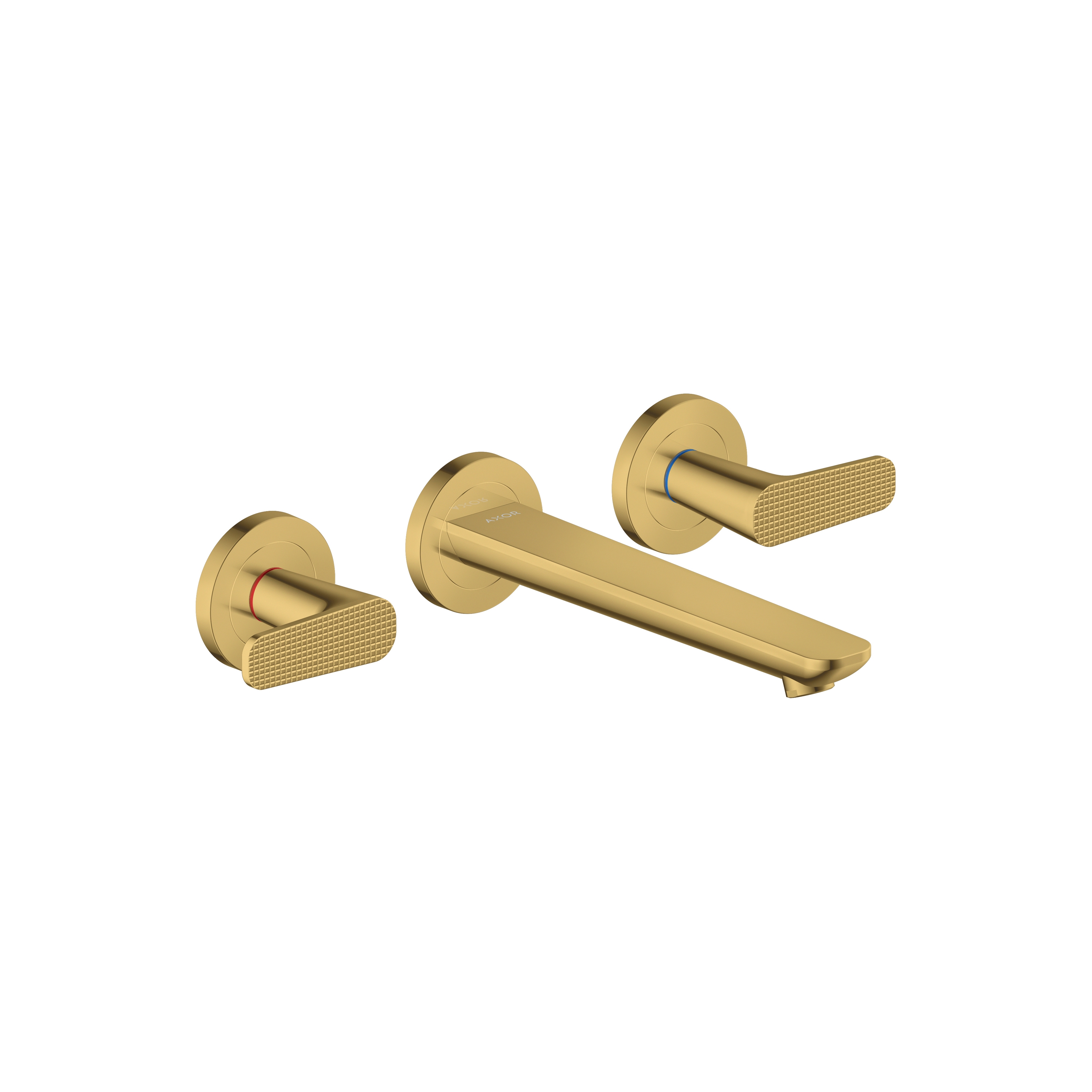 AXOR Citterio C 3-hole basin mixer for concealed installation wall-mounted with spout 195 mm - cubic cut | Polished Gold Optic