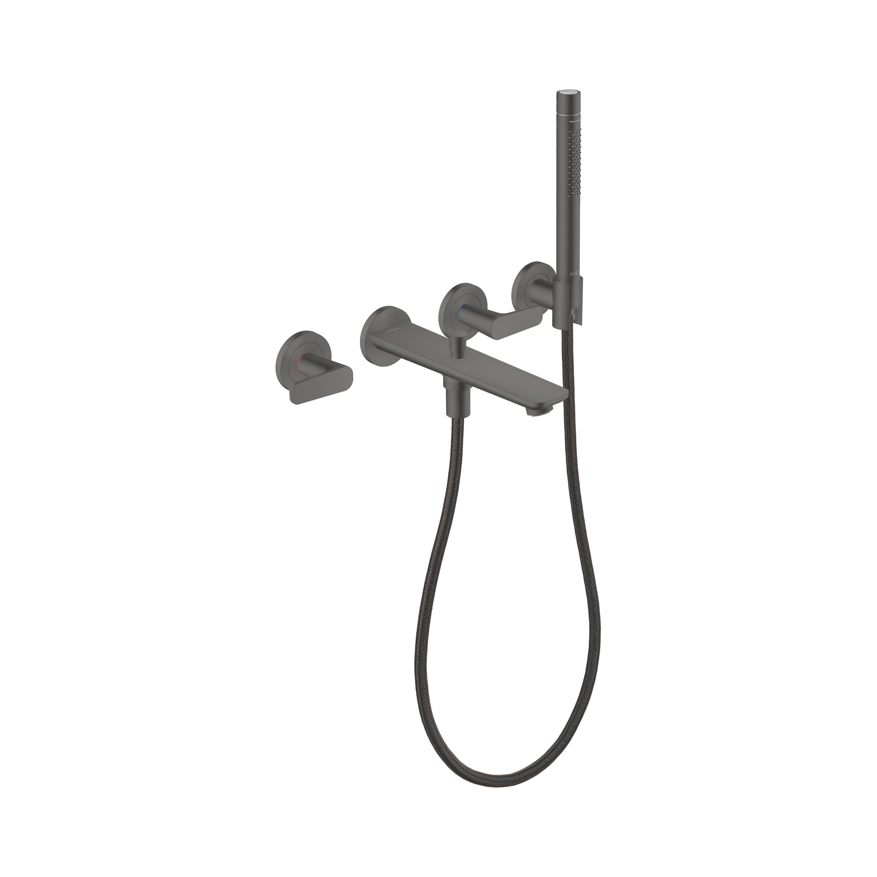 AXOR Citterio C 3-hole bath mixer for concealed installation wall-mounted with hand shower | Brushed Black Chrome