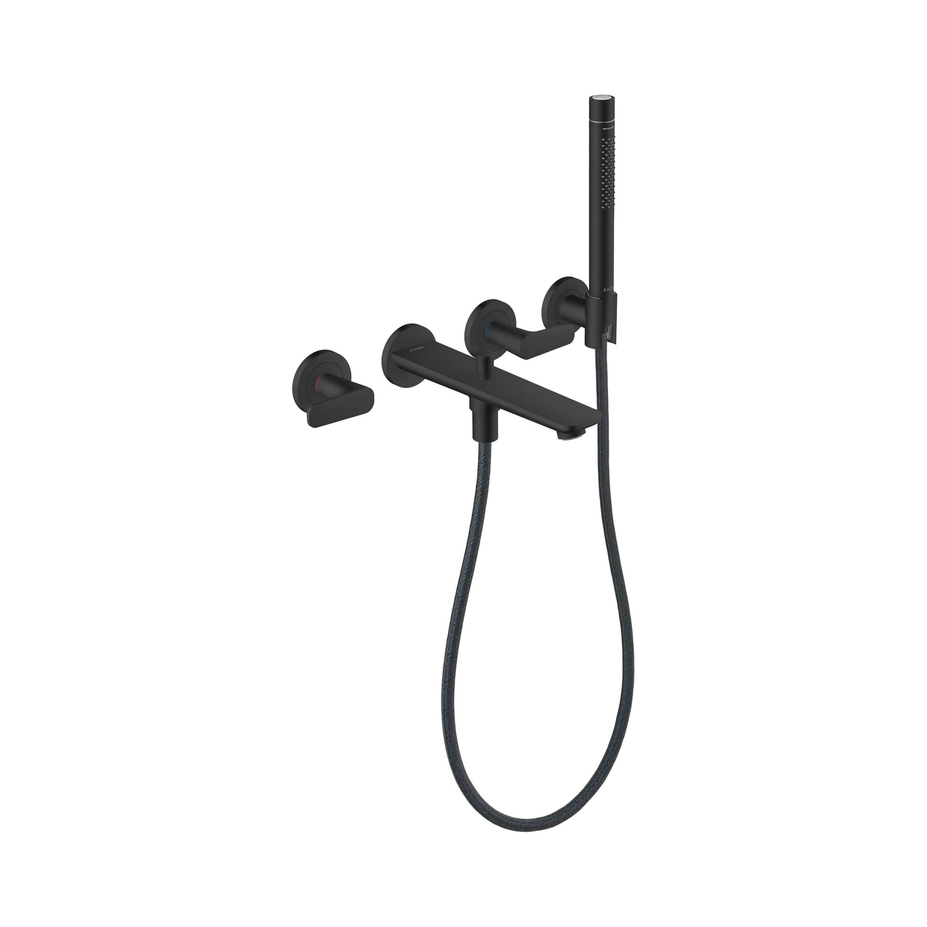 AXOR Citterio C 3-hole bath mixer for concealed installation wall-mounted with hand shower | Matt black