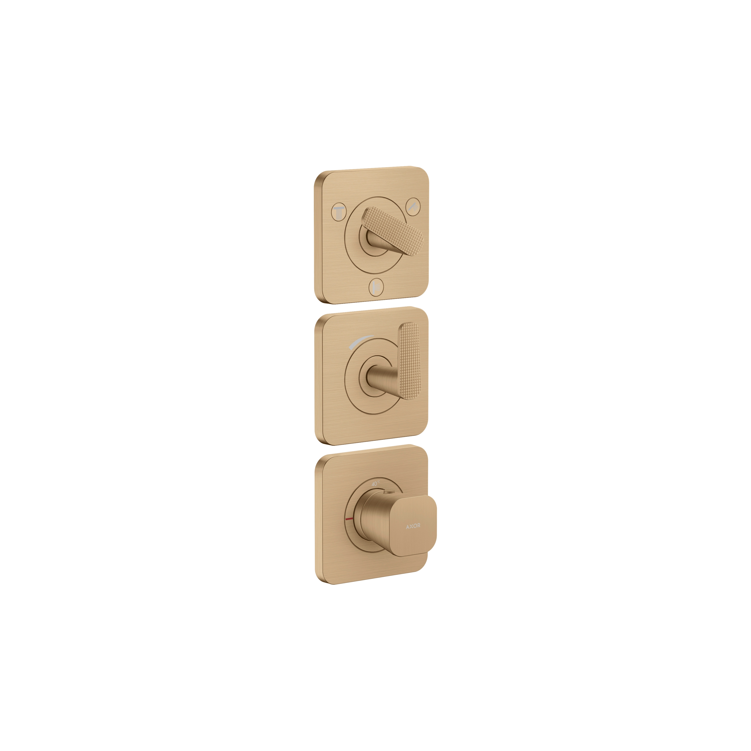 AXOR Citterio C Thermostatic module 380/120 for concealed installation with escutcheons for 3 functions  - cubic cut | Brushed Bronze