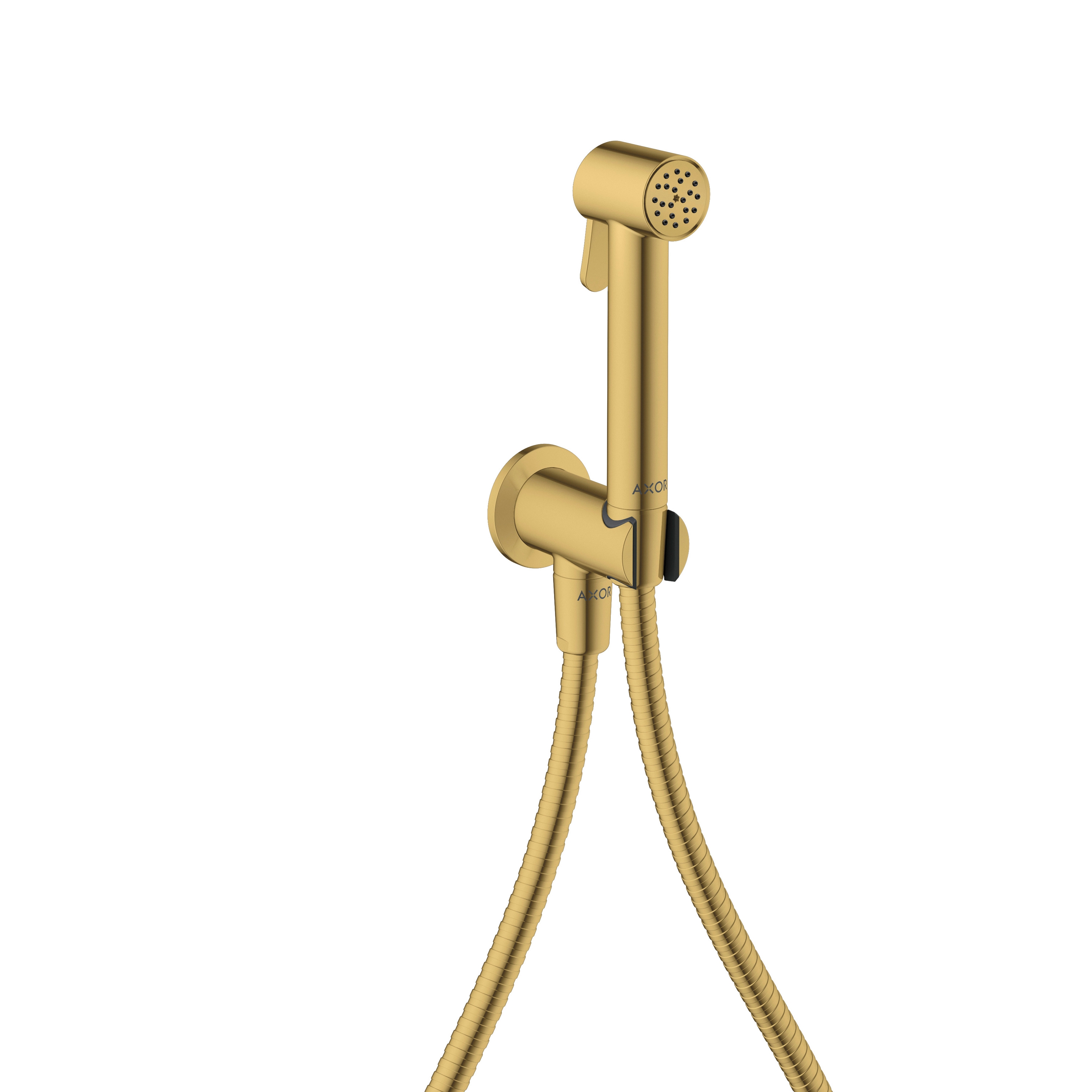 AXOR Bidette Showers Doccetta bidette 1jet round per acqua fredda con supporto doccia e flessibile doccia 125 cm I Polished Gold Optic