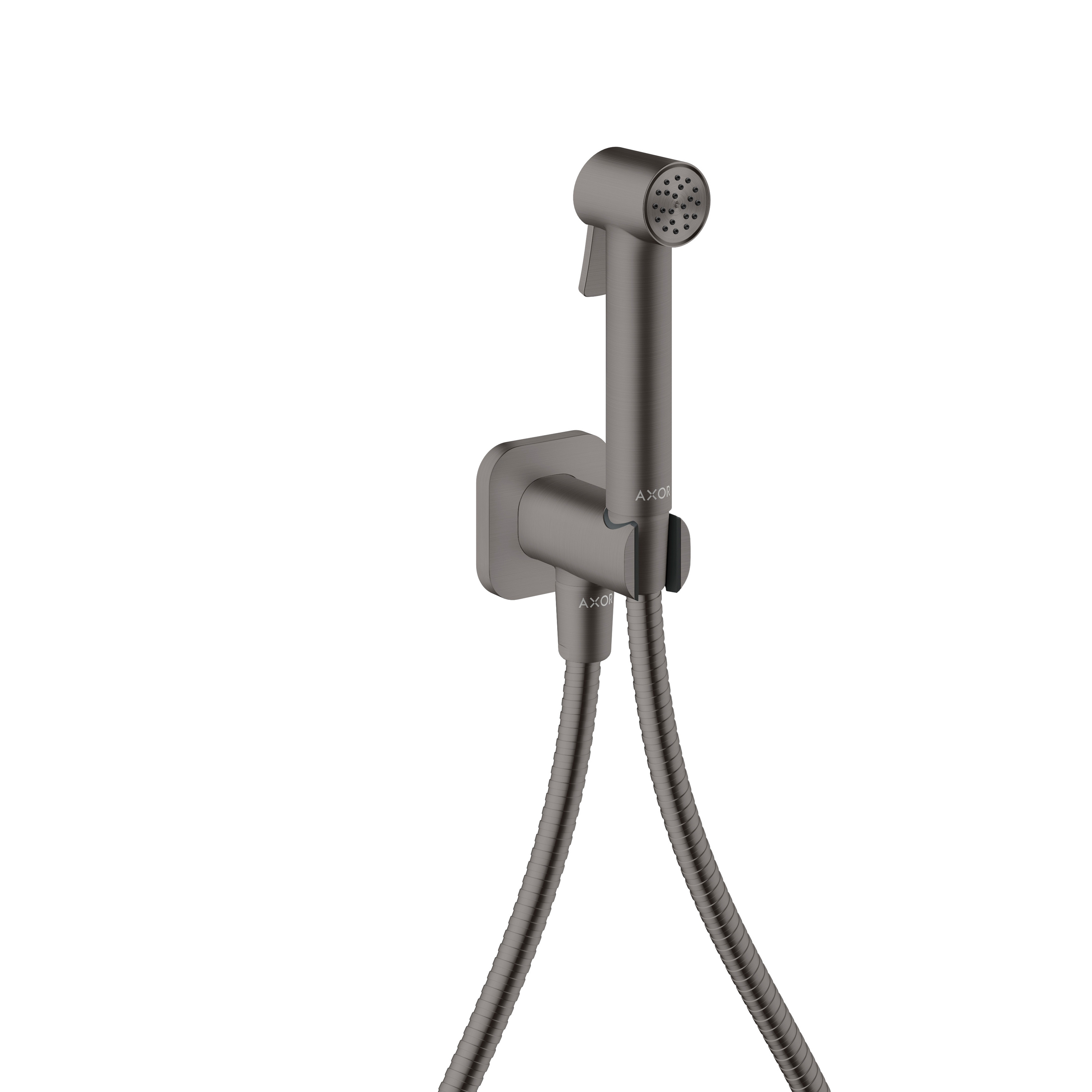 AXOR Bidette Showers Doccetta bidette 1jet softsquare per acqua fredda con supporto doccia e flessibile doccia 125 cm I Brushed Black Chrome