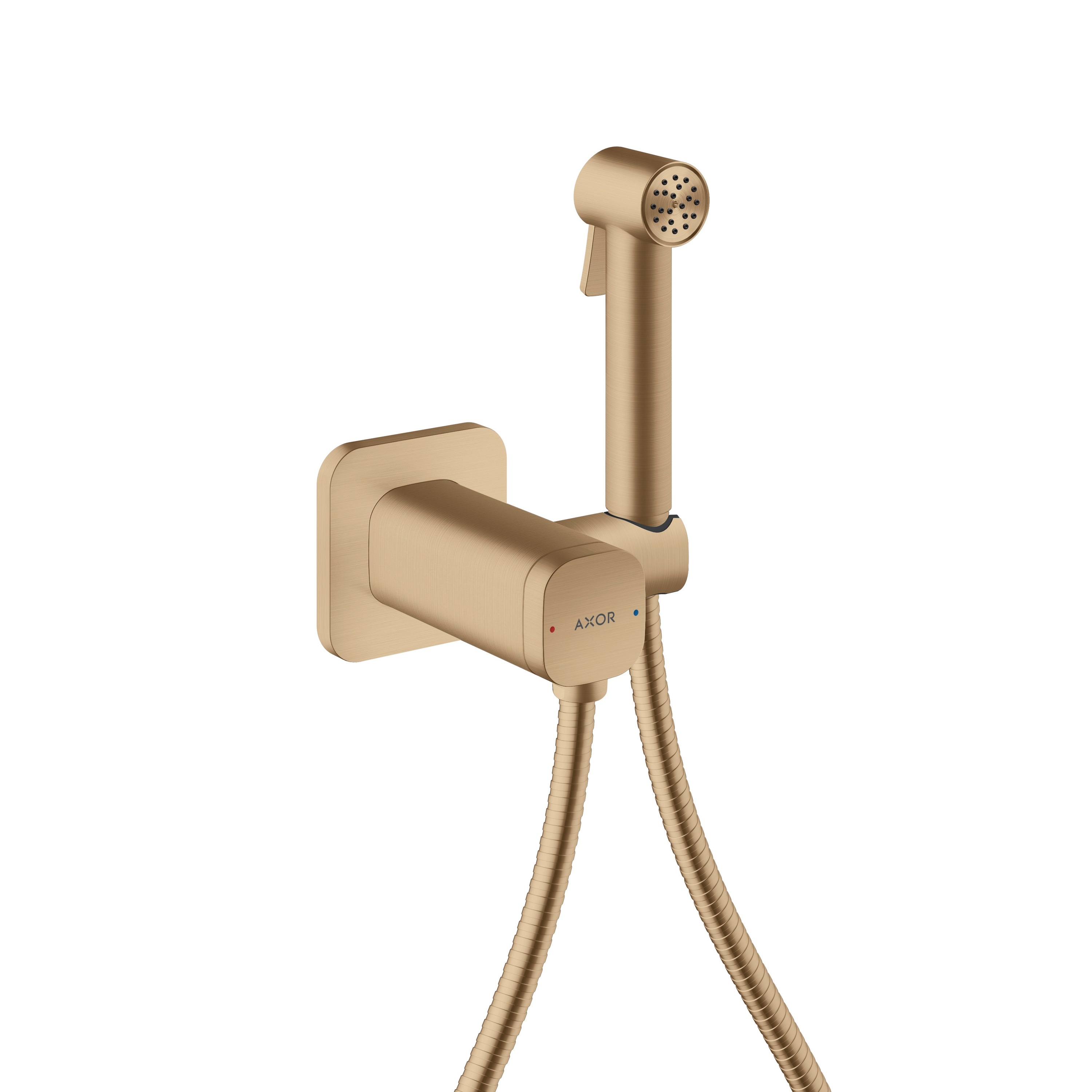 AXOR Bidette Showers Doccetta bidette 1jet softsquare per acqua miscelata con supporto doccia e flessibile doccia 125 cm I Brushed Bronze