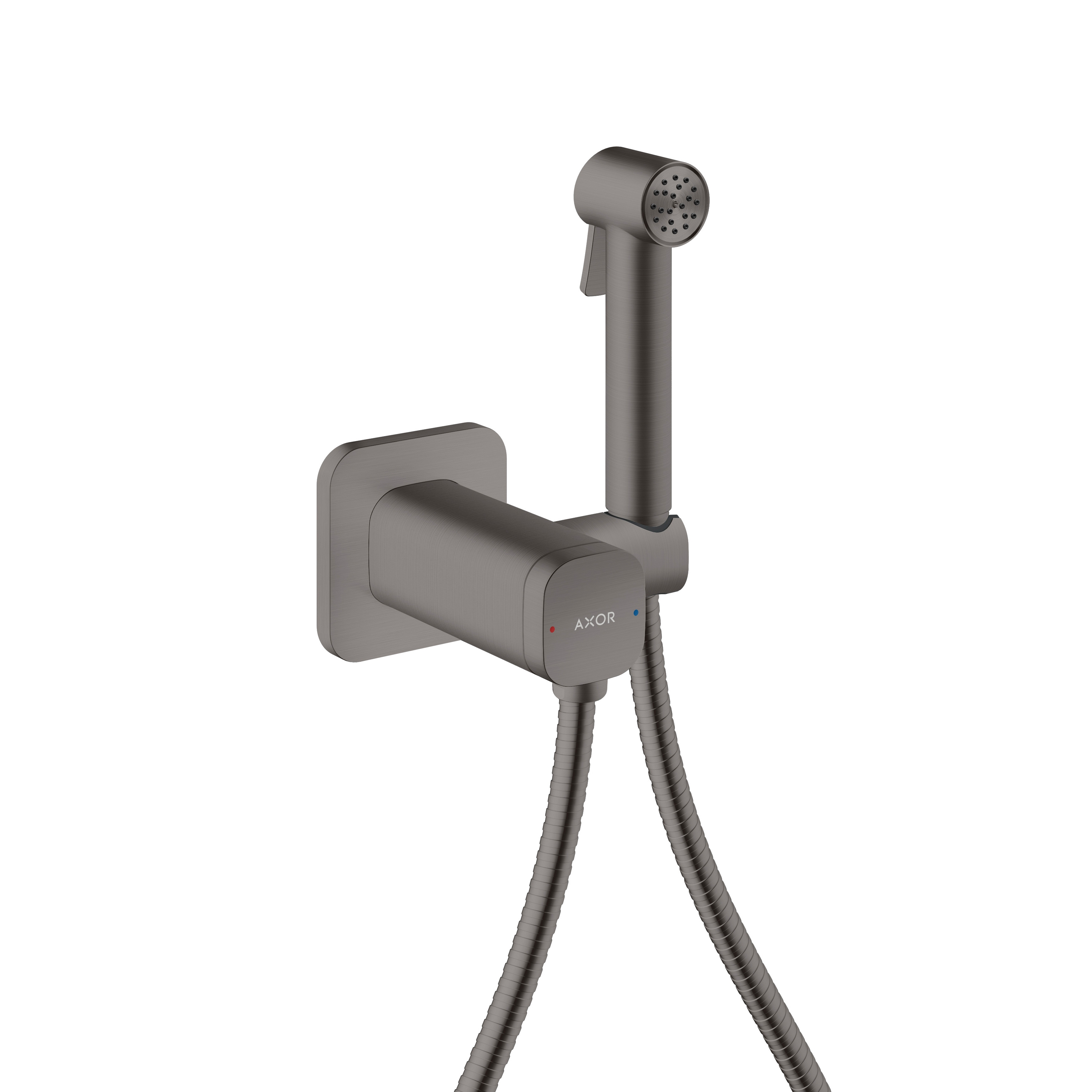 AXOR Bidette Showers Doccetta bidette 1jet softsquare per acqua miscelata con supporto doccia e flessibile doccia 125 cm I Brushed Black Chrome